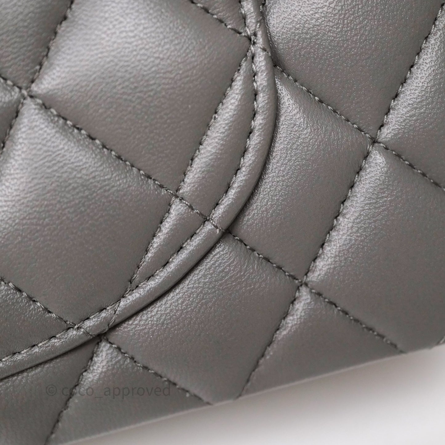 Chanel Small Quilted Classic Flap Grey Lambskin Light Gold Hardware