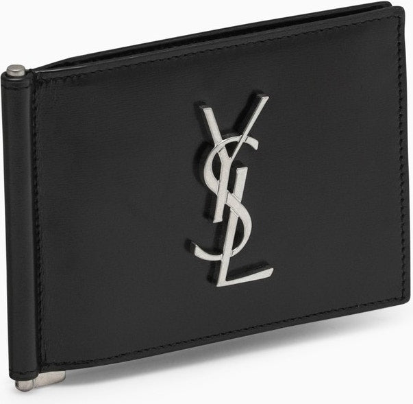 Luxury Saint Laurent Men's Cassandre Bi Fold Leather Wallet in Black | Size UNICA | 4856300SX0E