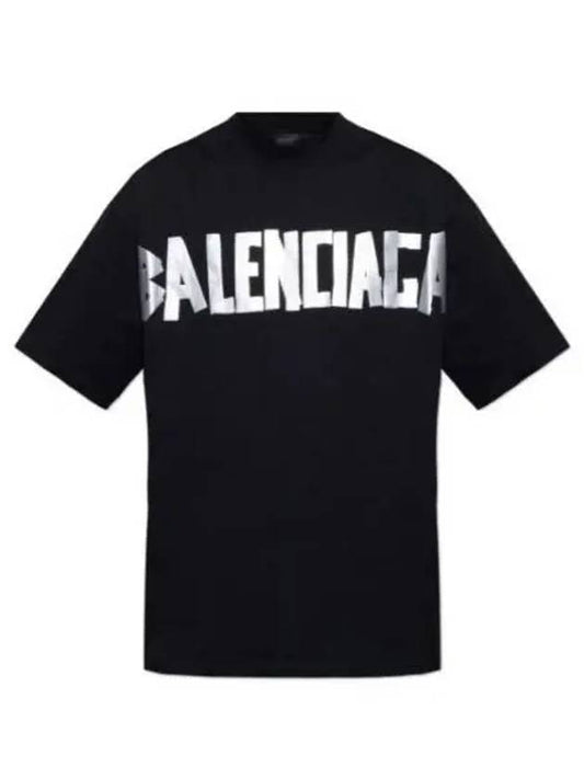 Luxury Balenciaga Tape Type Short Sleeve T-Shirt Black