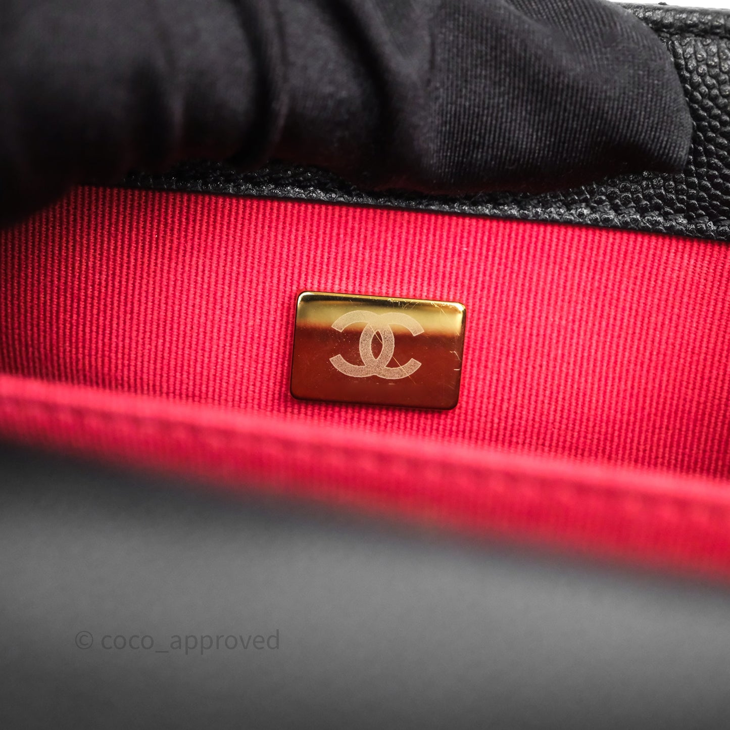 Chanel Mini Bracelet On Chain Flap Bag Flat Quilted Black Caviar Aged Gold Hardware