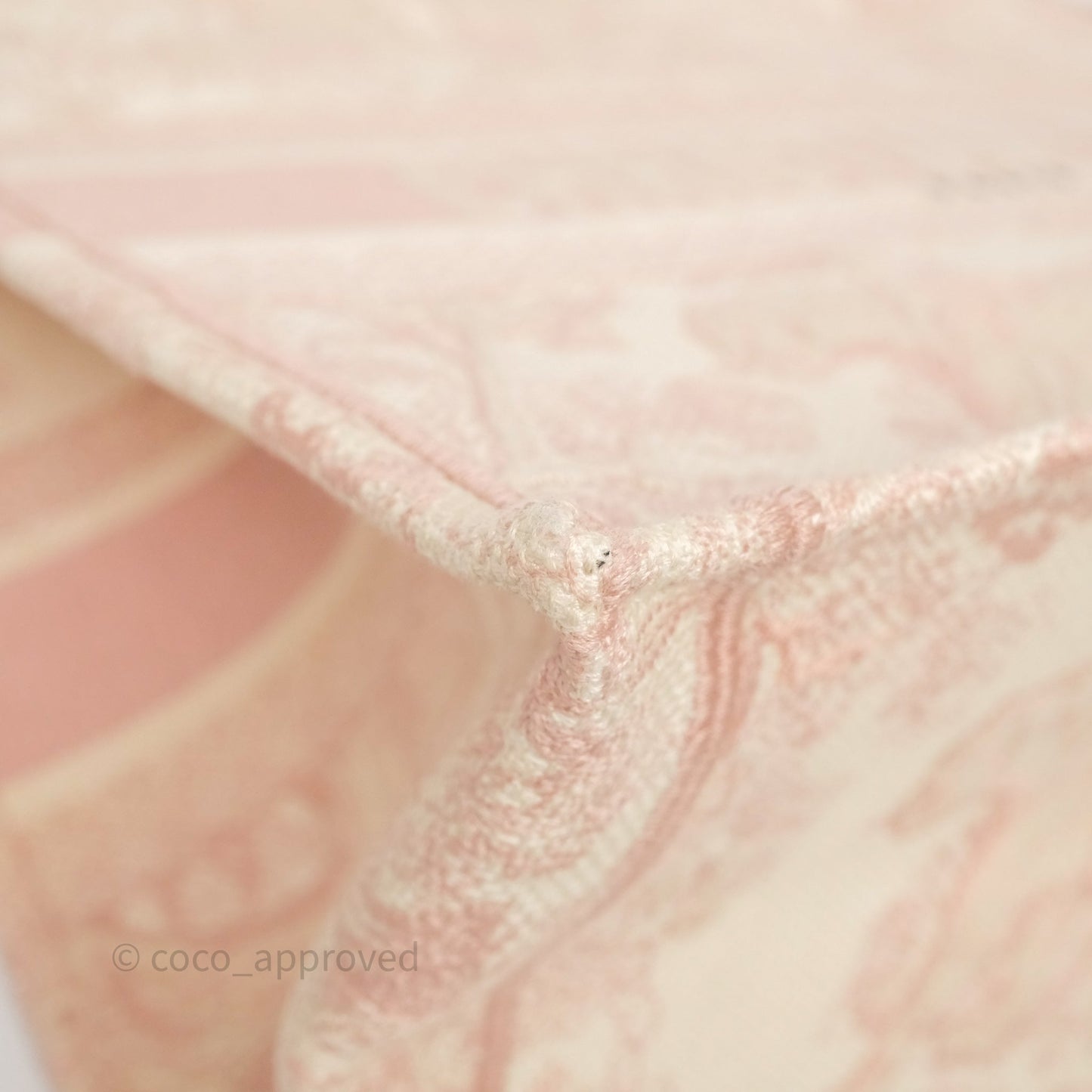 Christian Dior Medium Book Tote Ecru and Pink Toile de Jouy Embroidery