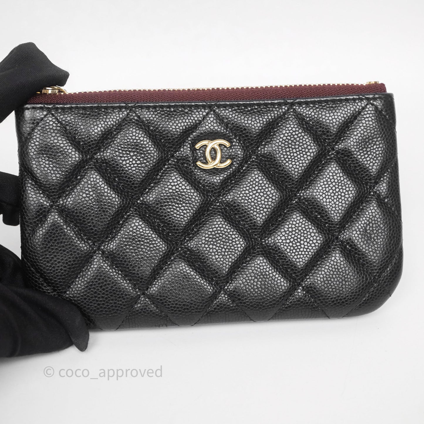 Chanel Quilted Mini O case Black Caviar Gold Hardware