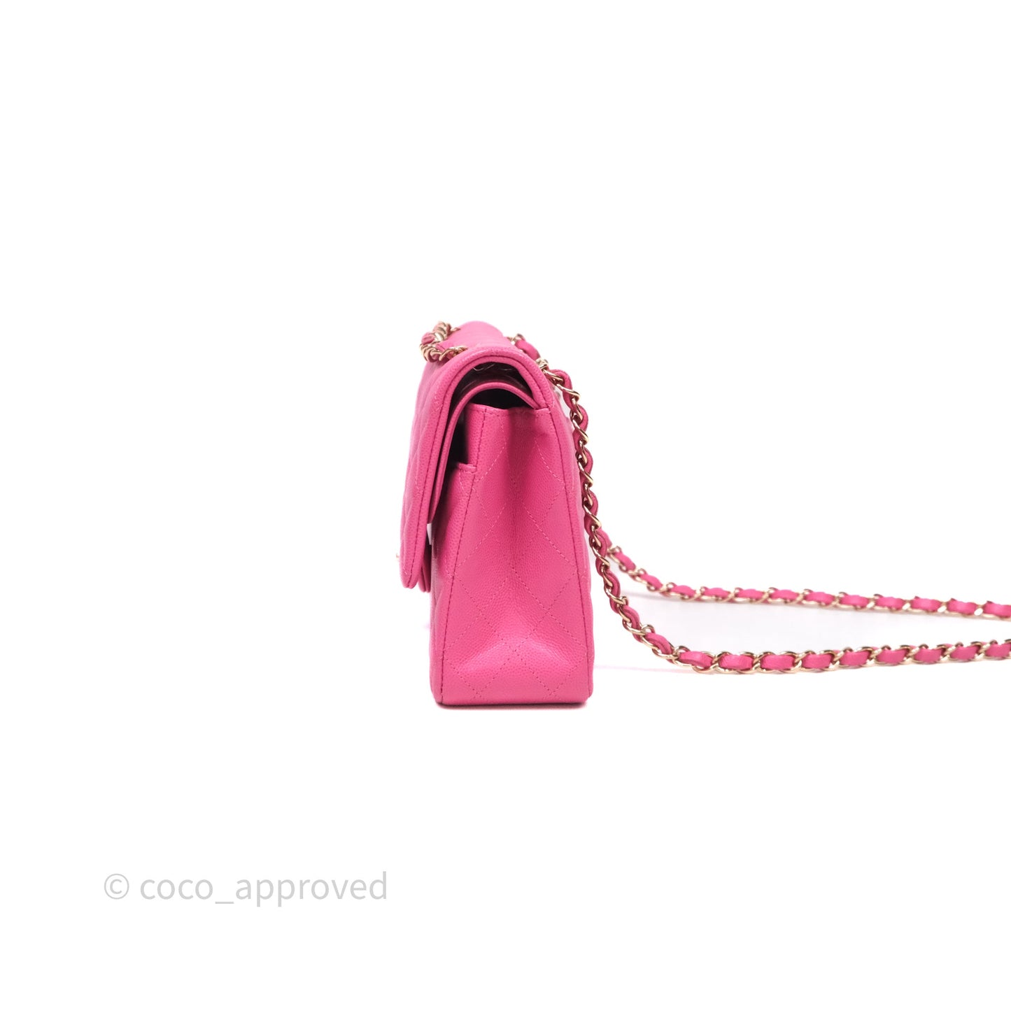 Chanel Classic M/L Medium Flap Quilted Hot Pink Caviar Gold Hardware