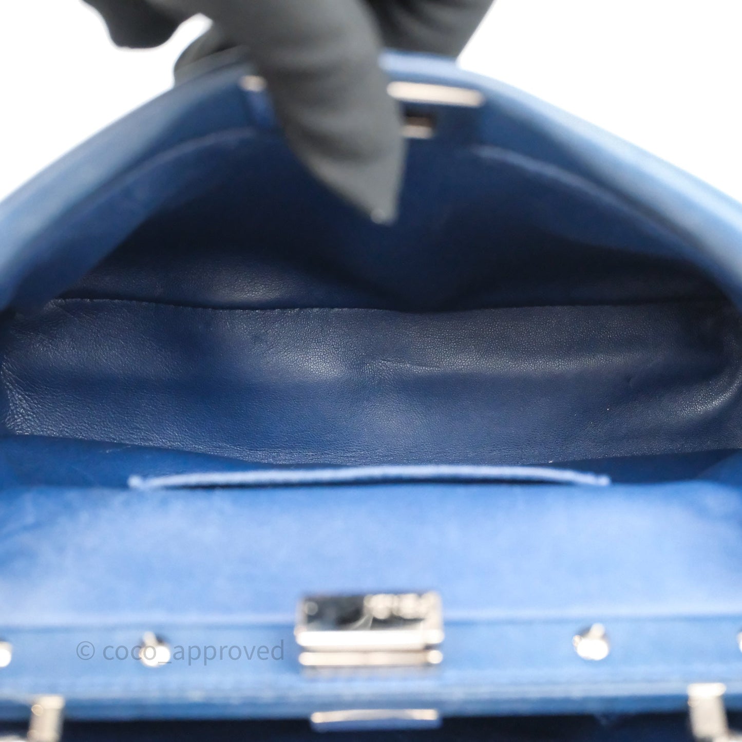 Fendi Nappa Mini Peekaboo Bag Blue Silver Hardware