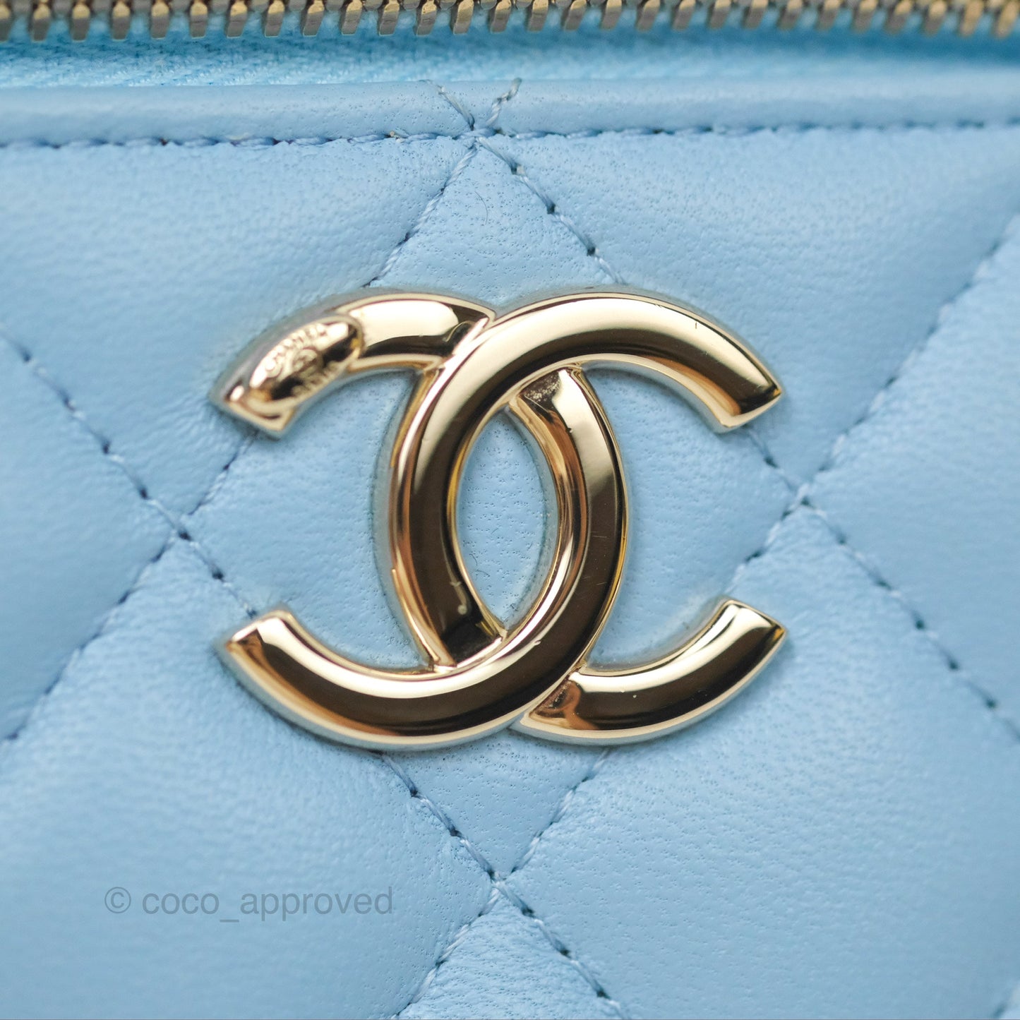 Chanel Mini Vanity Coco Chain Blue Lambskin Gold Hardware