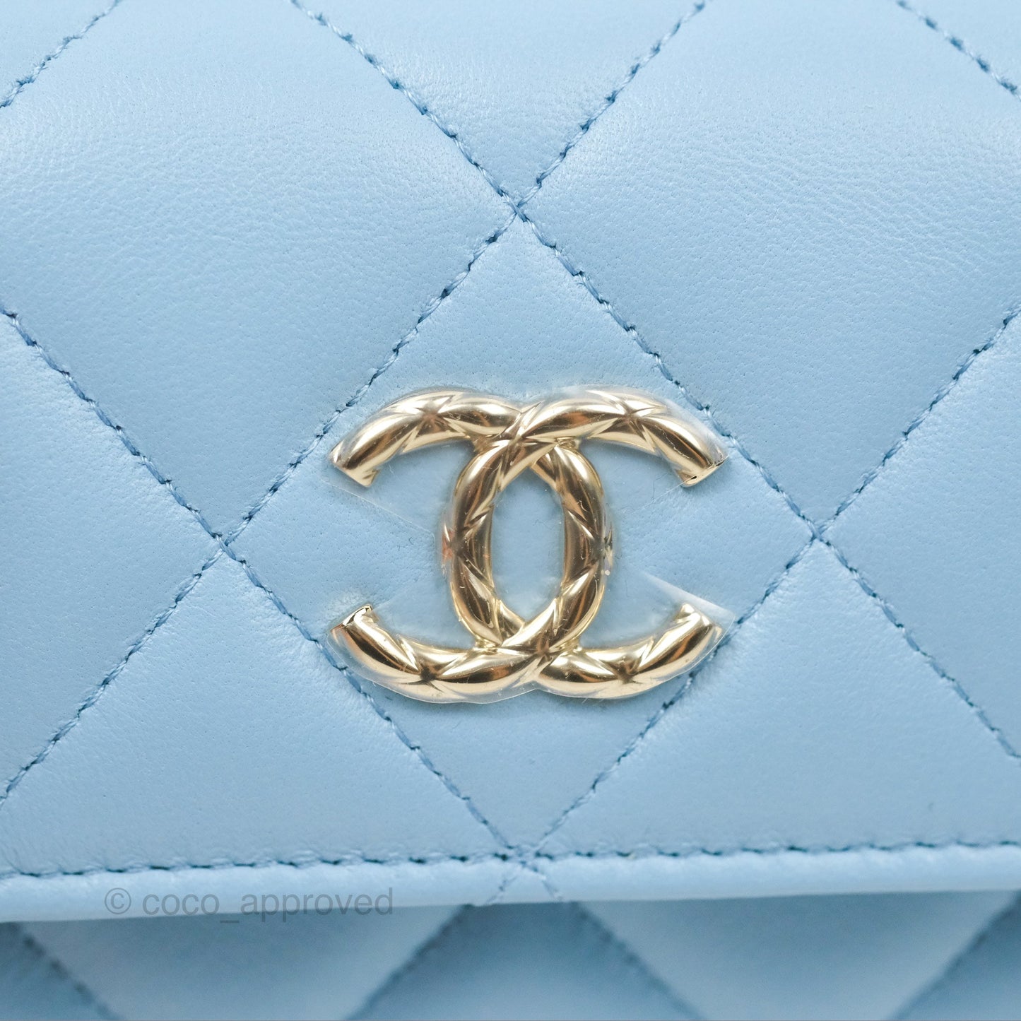 Chanel Mini Clutch With Chain Blue Lambskin Gold Hardware
