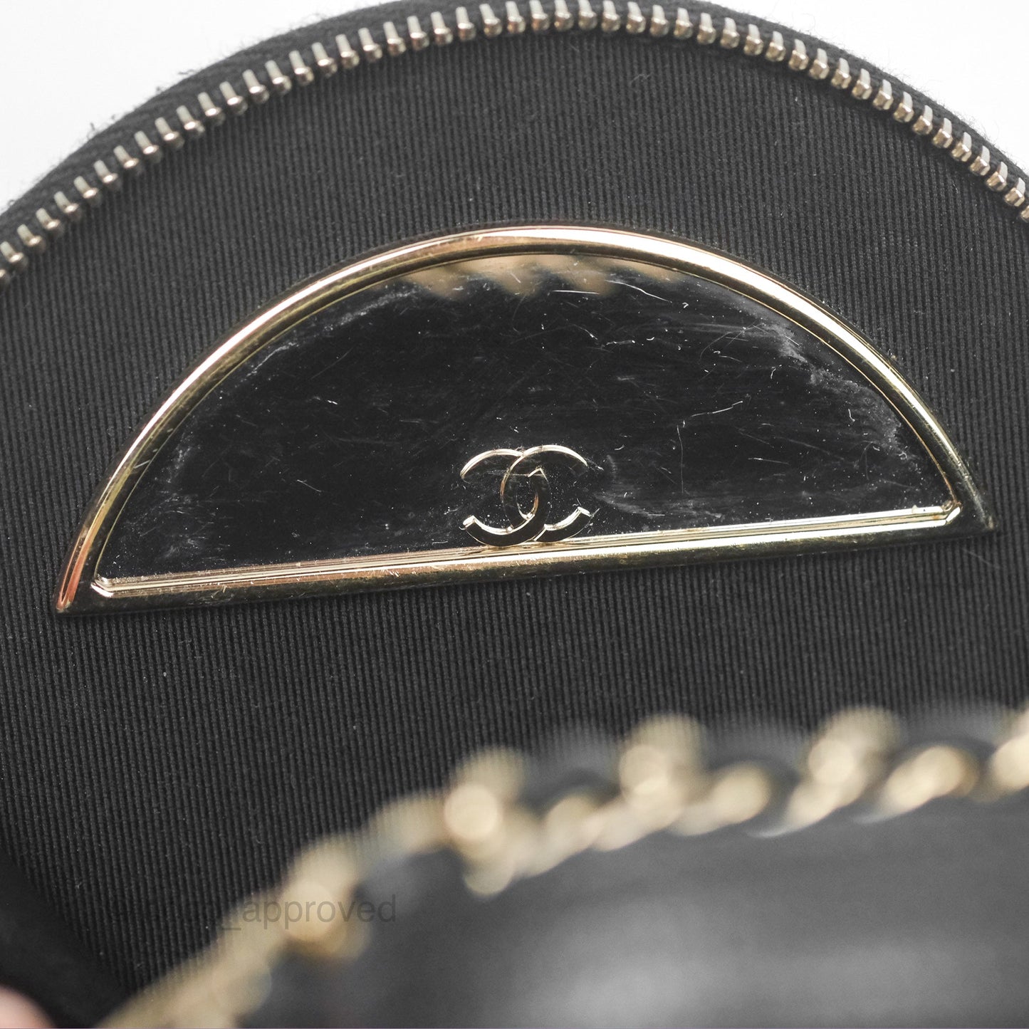 Chanel Mini Round Vanity Bag Handle With Care Black Caviar 22C