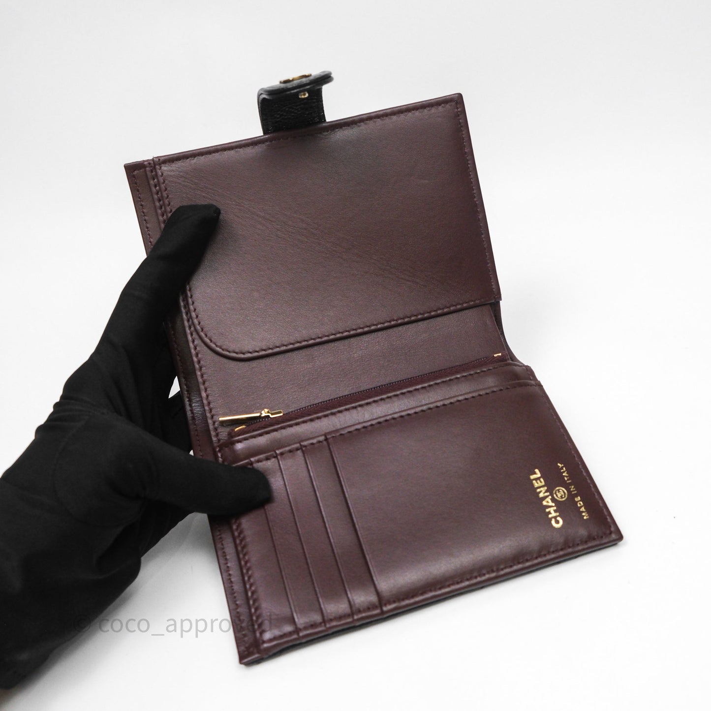Chanel Classic Quilted Passport Holder Black Caviar Gold Hardware