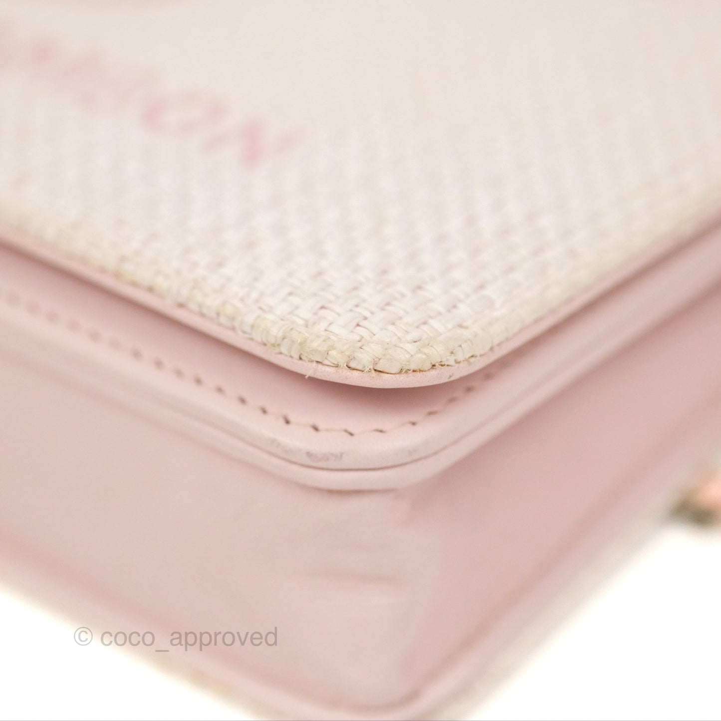 Chanel Deauville Wallet On Chain WOC Pink Canvas Silver Hardware