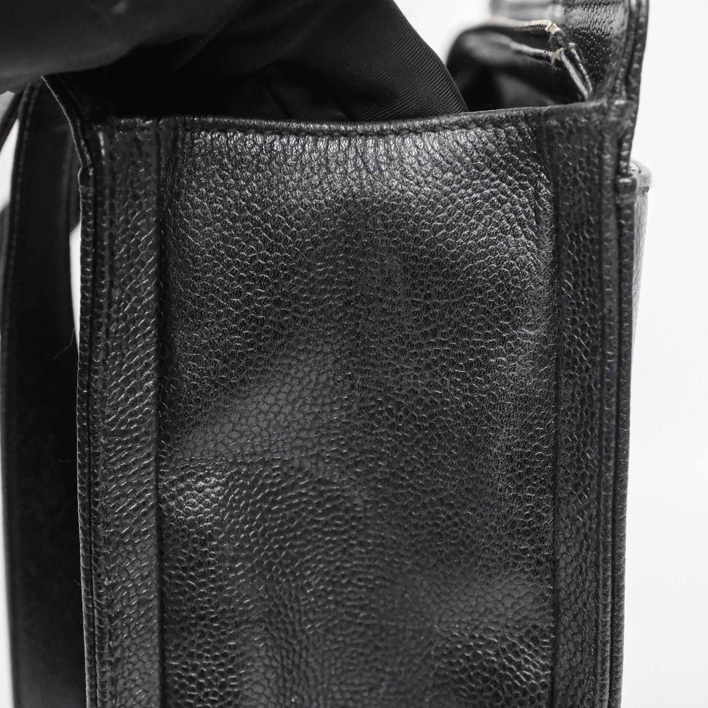 Chanel Vintage Tote Bag Black Caviar Silver Hardware