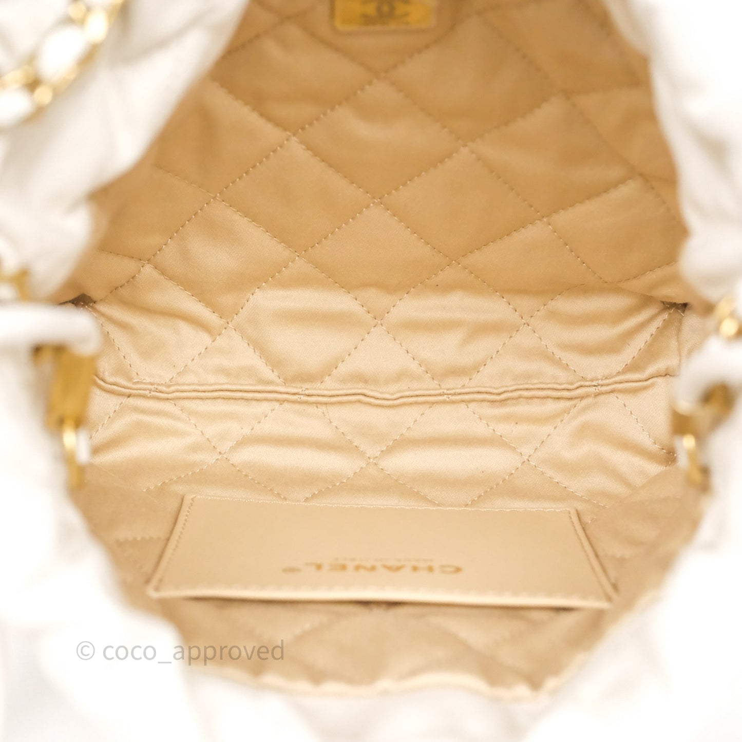 Chanel 22 Mini Bag White Calfskin Aged Gold Hardware