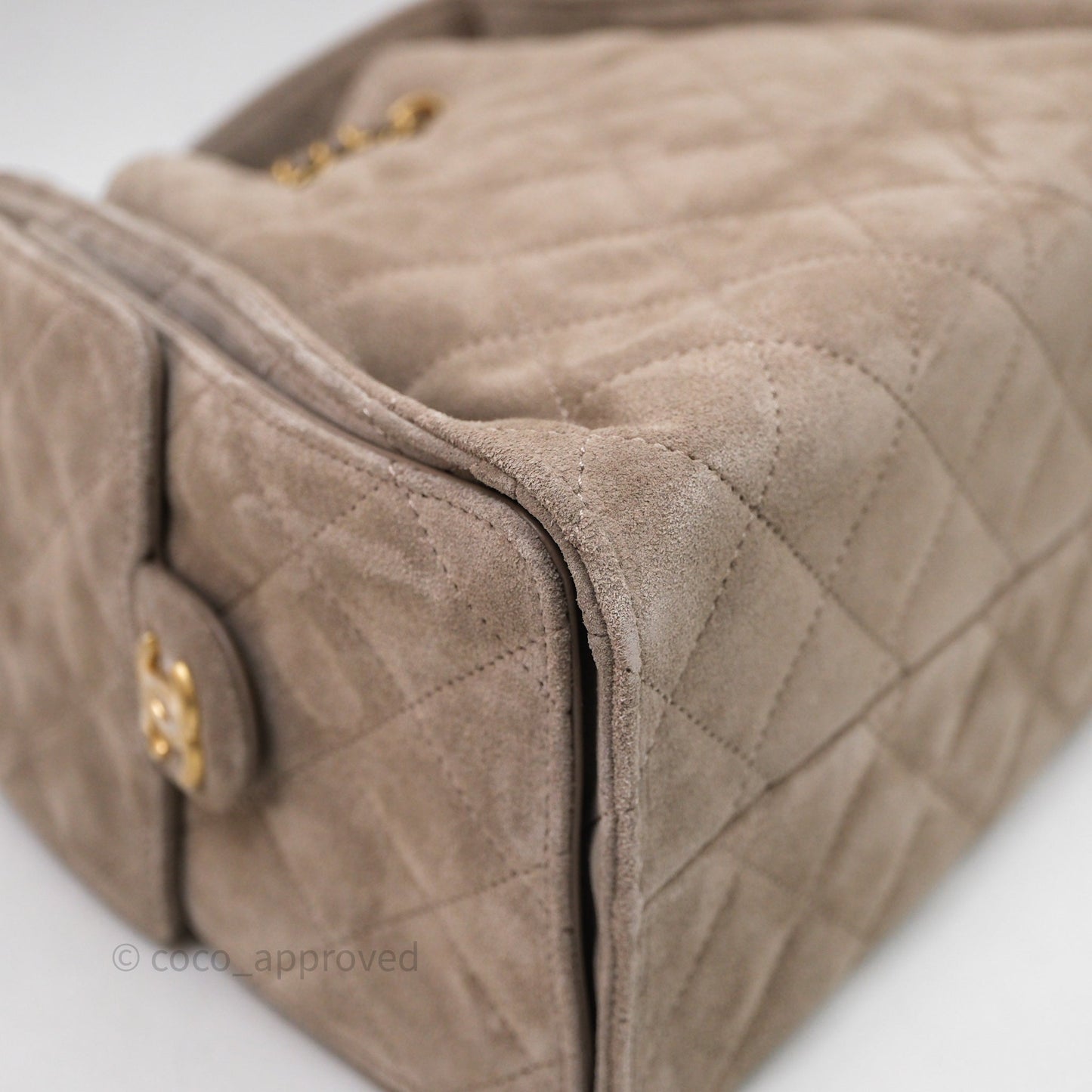 Chanel 25 Small Suede Calfskin Aged Gold Hardware