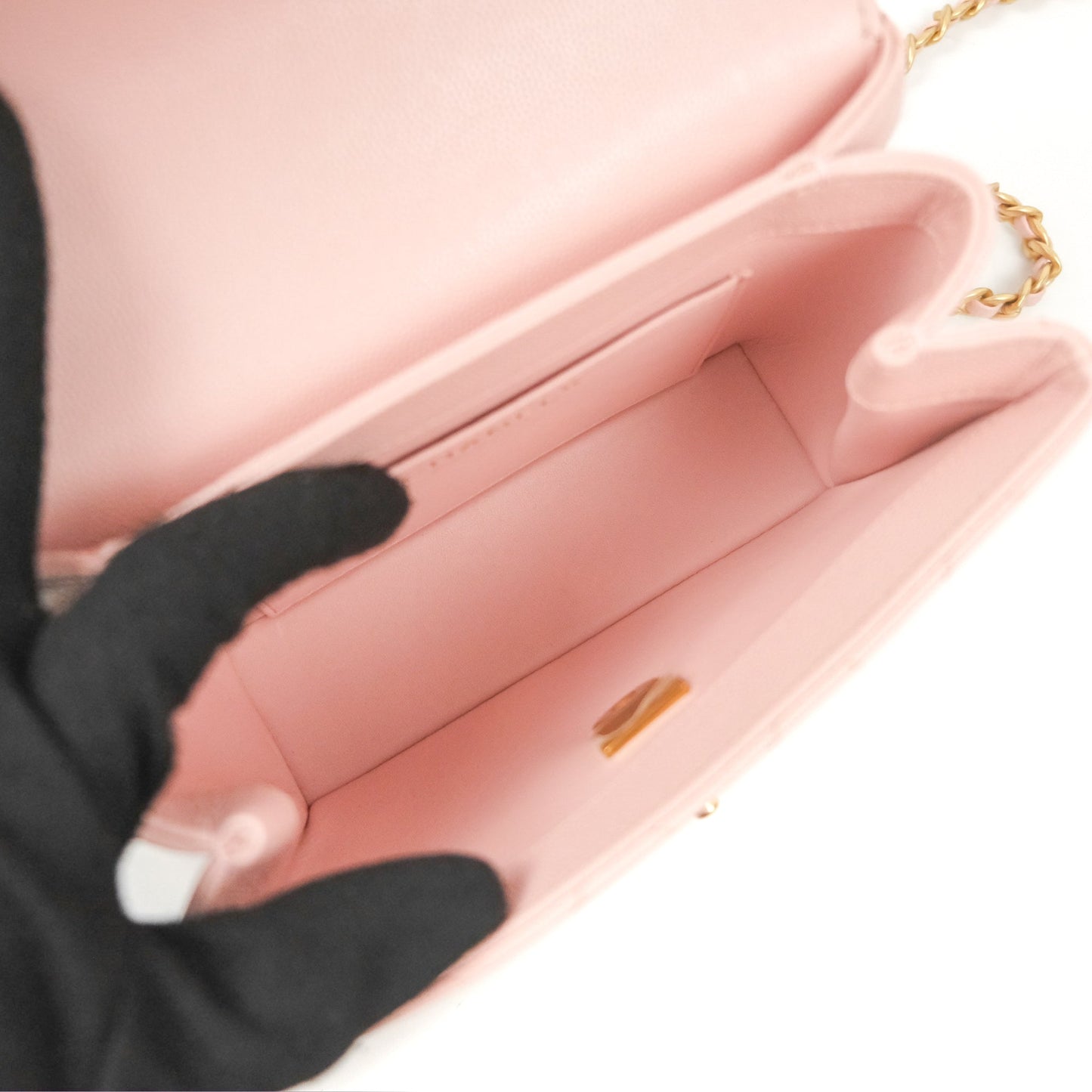 Chanel Carry Me Top Handle Flap Bag Pink Caviar Aged Gold Hardware 23S