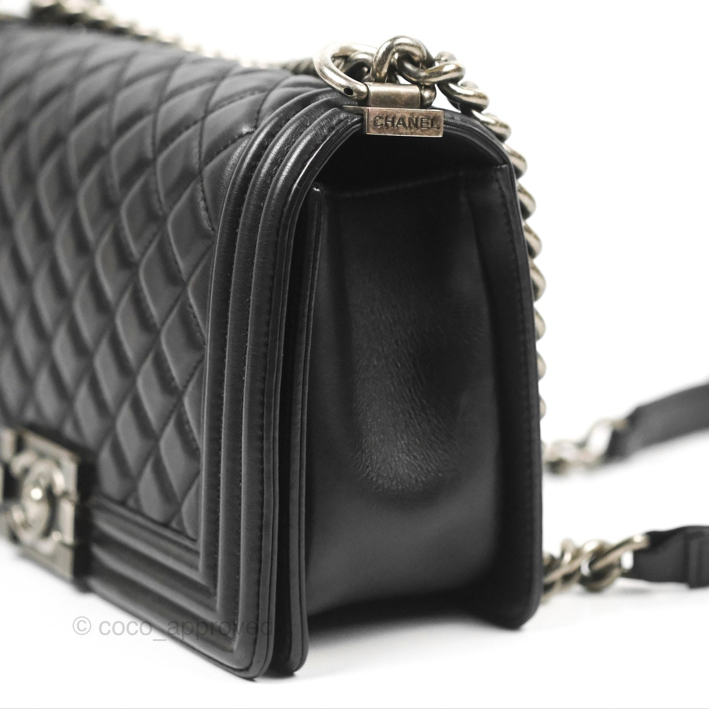 Chanel Quilted Medium Boy Black Calfskin Ruthenium Hardware