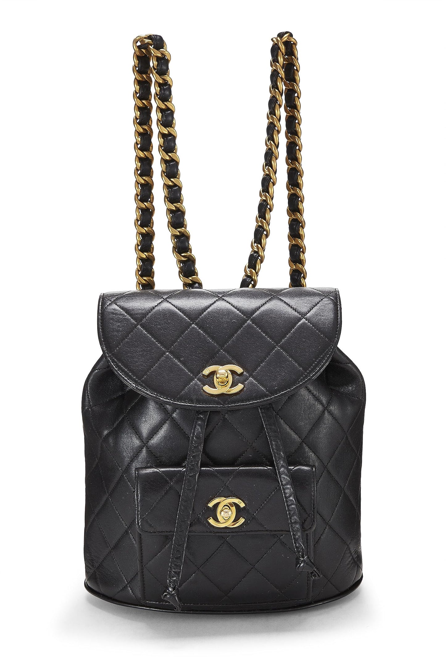 Chanel,  Black Quilted Lambskin 'CC' Classic Backpack Medium, Black