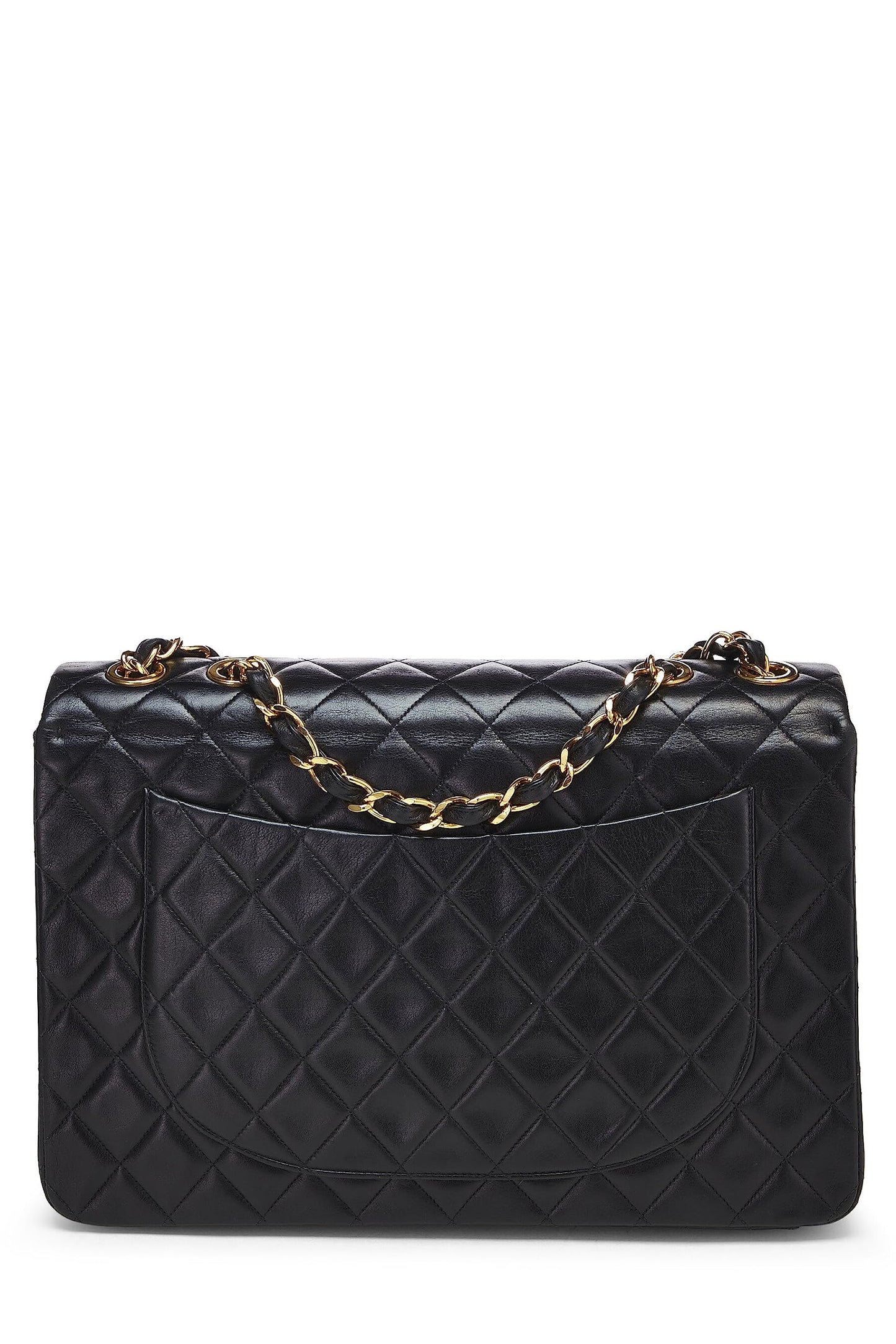 Chanel,  Black Quilted Lambskin Half Flap Maxi, Black