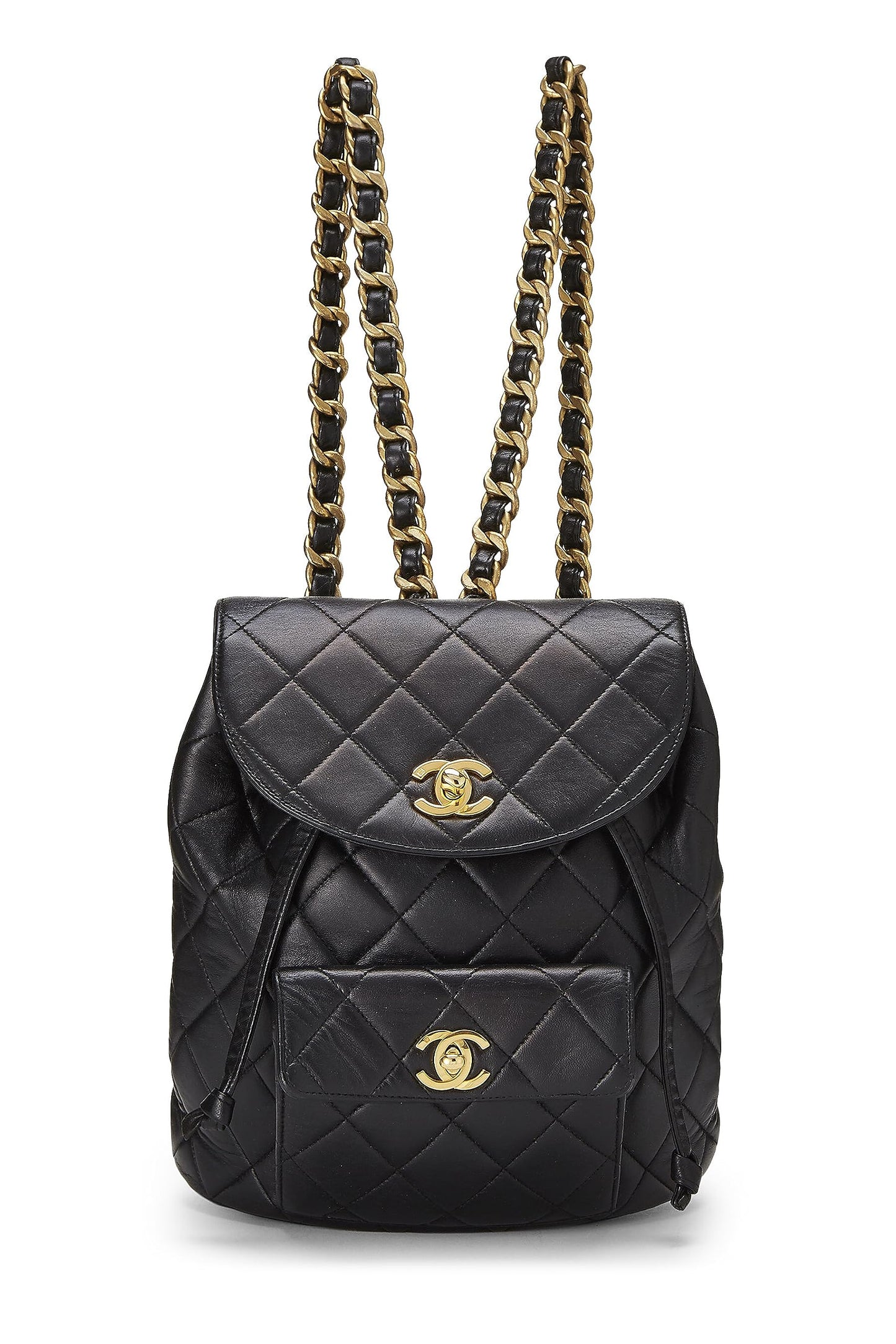 Chanel,  Black Quilted Lambskin 'CC' Classic Backpack Medium, Black