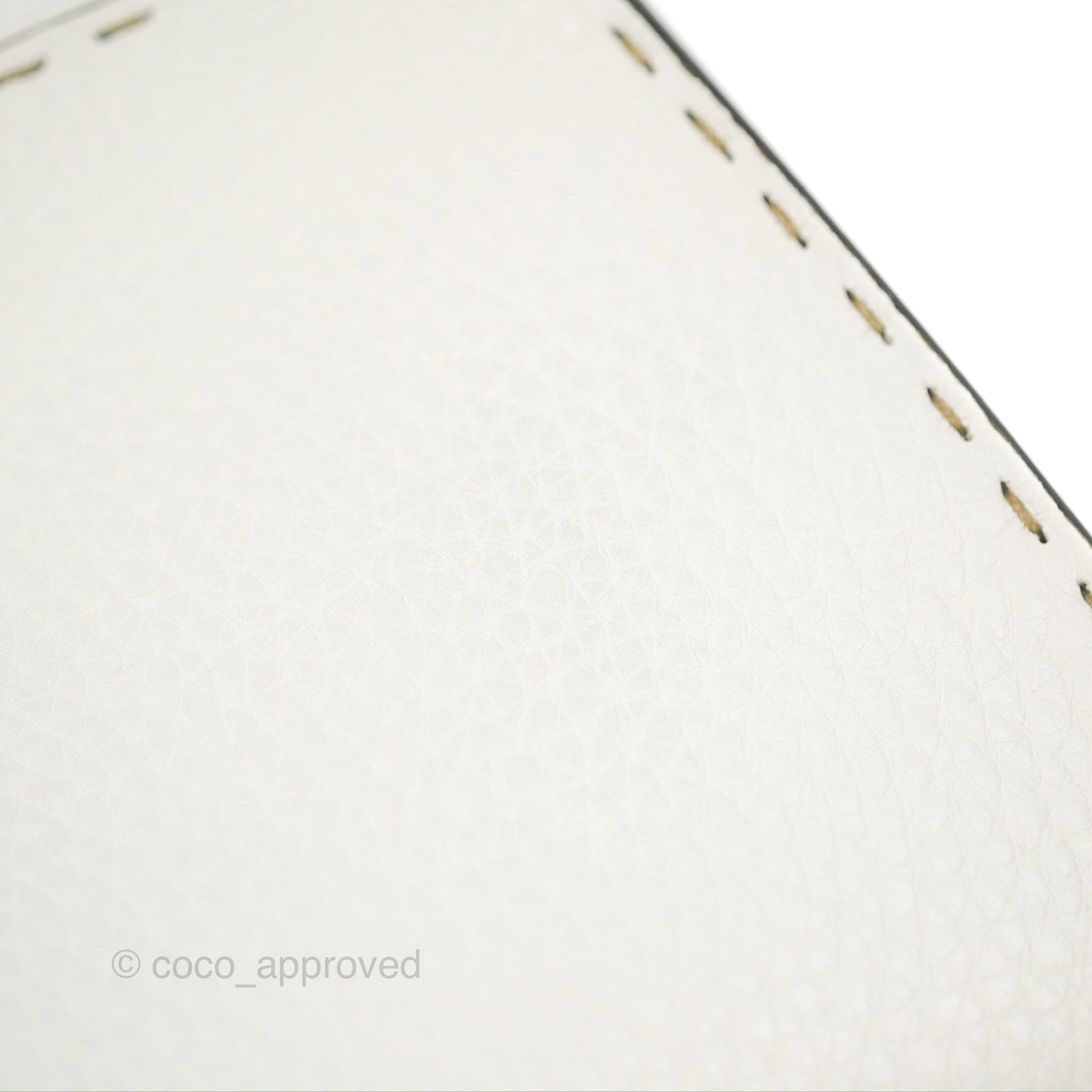 Fendi Mini Peekaboo Bag Contrast Stitch Off White/Navy Grained Leather Gold Hardware