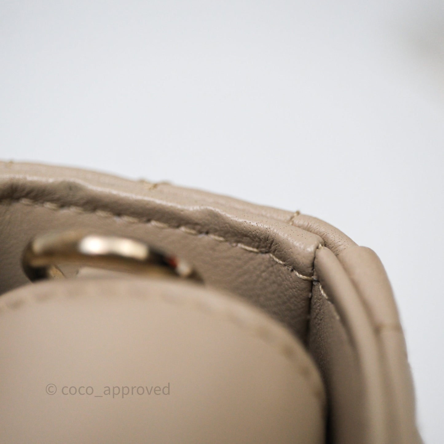 Christian Dior Small Lady D-Joy Powder Beige Cannage Lambskin Gold Hardware