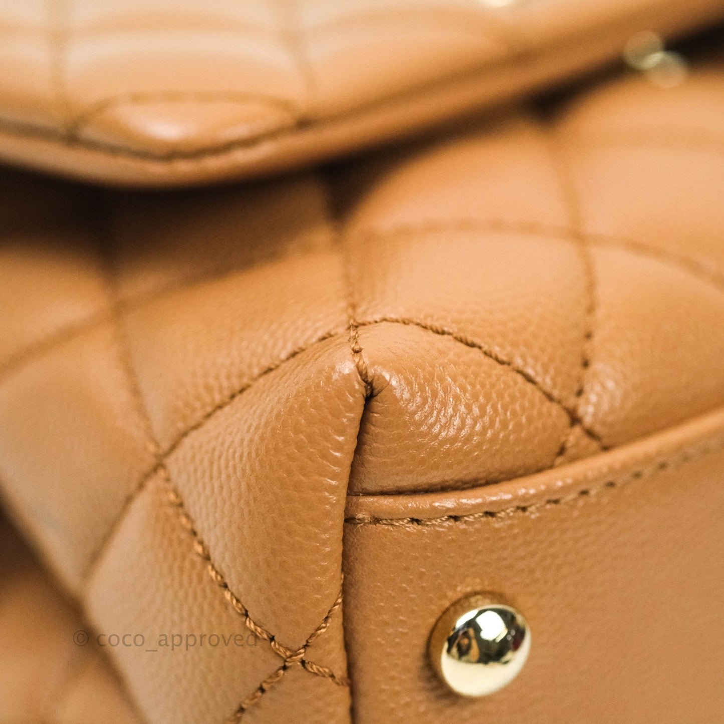Chanel Quilted Extra Mini Coco Handle Dark Beige Caviar Gold Hardware 21P