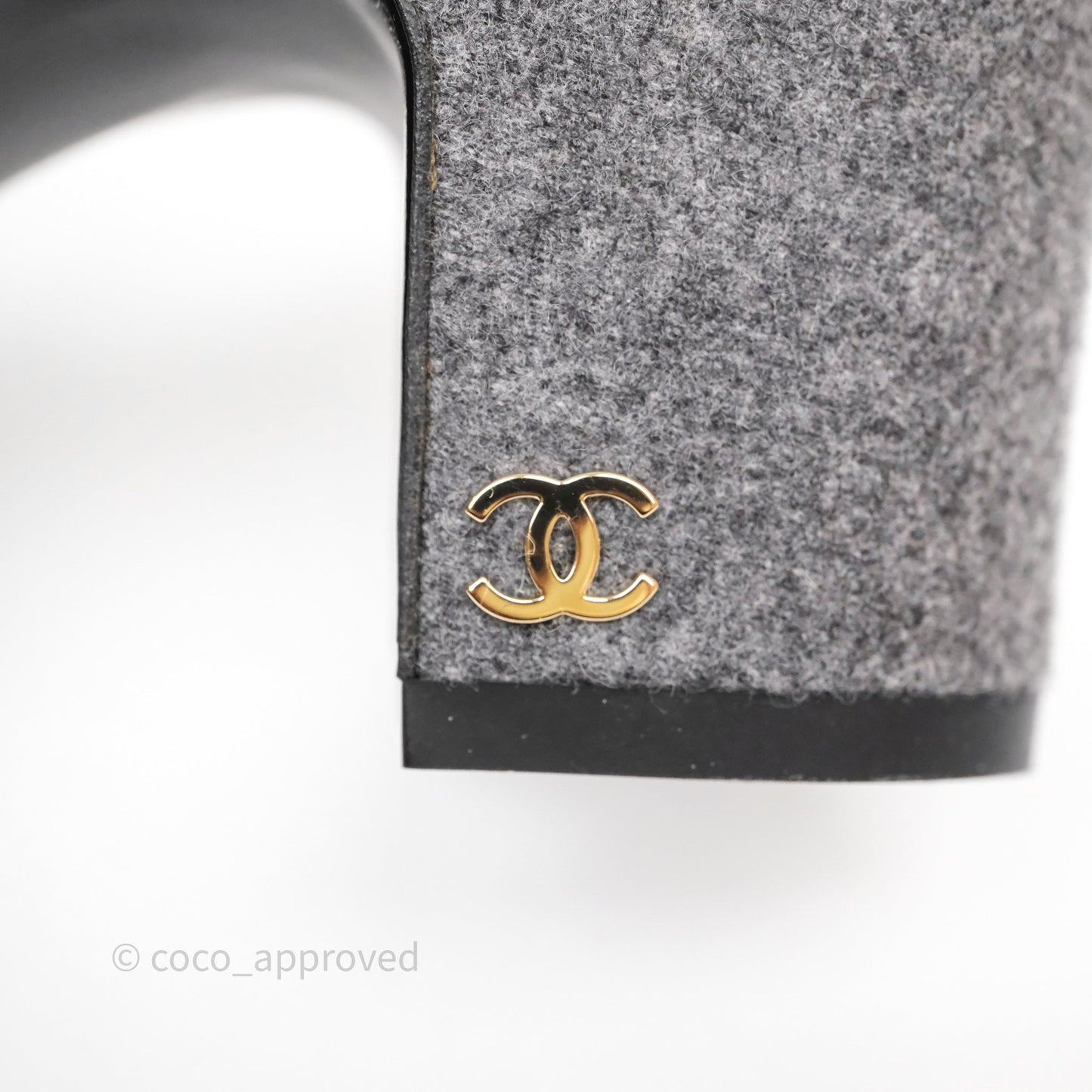Chanel Slingbacks Heels Grey Felted/ Black Velvet Size 38
