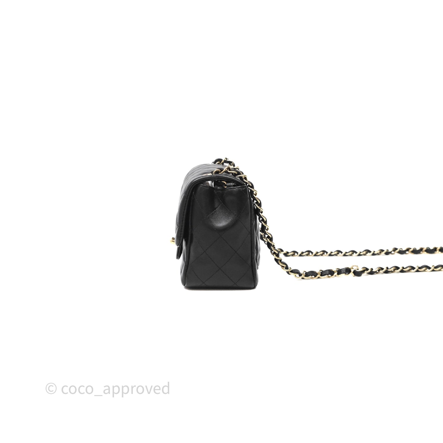Chanel Mini Square Quilted Black Lambskin Gold Hardware