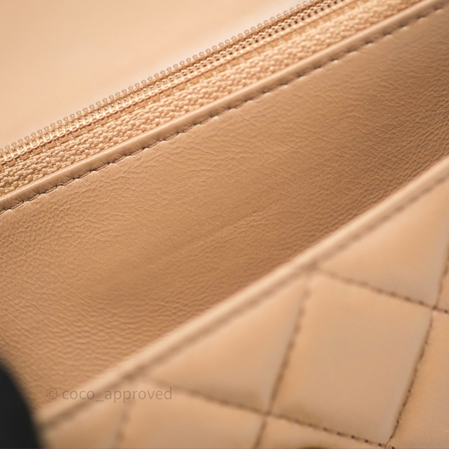 Chanel All Slide Wallet on Chain WOC Adjustable Chain Quilted Beige Lambskin