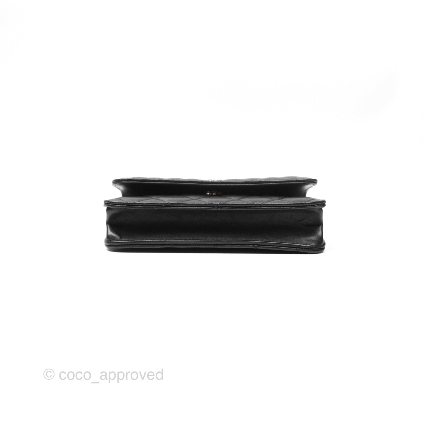 Chanel Camellia Handle Mini WOC Phone Holder with Chain Black Lambskin 23K