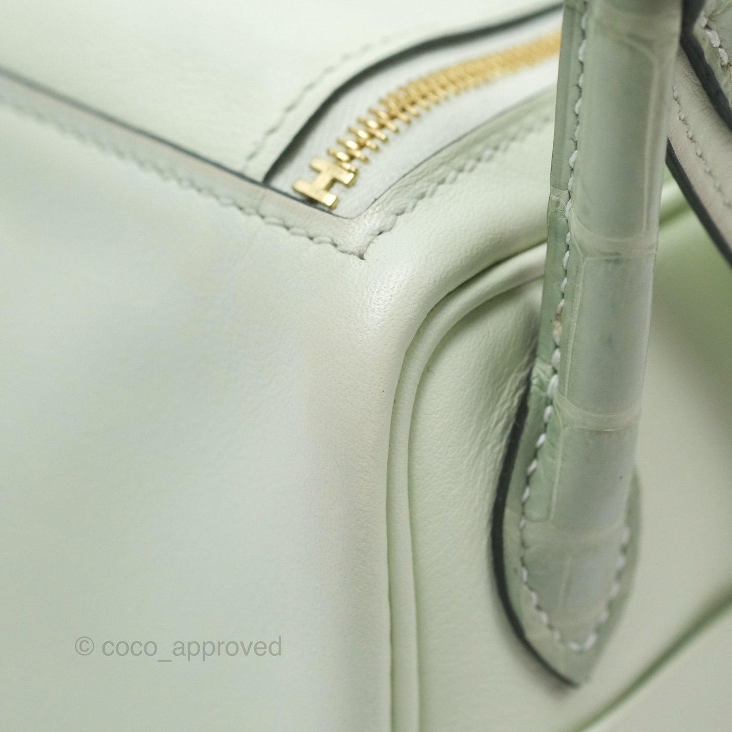 Hermès Mini Lindy Touch Vert Fizz 0S Swift Alligator Handle Gold Hardware