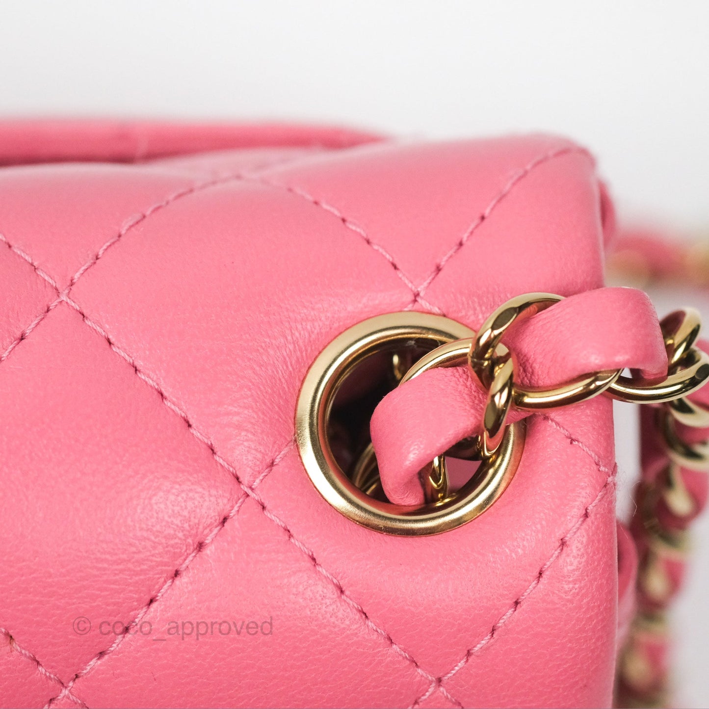 Chanel Quilted Mini Square Lambskin Pink Gold Hardware