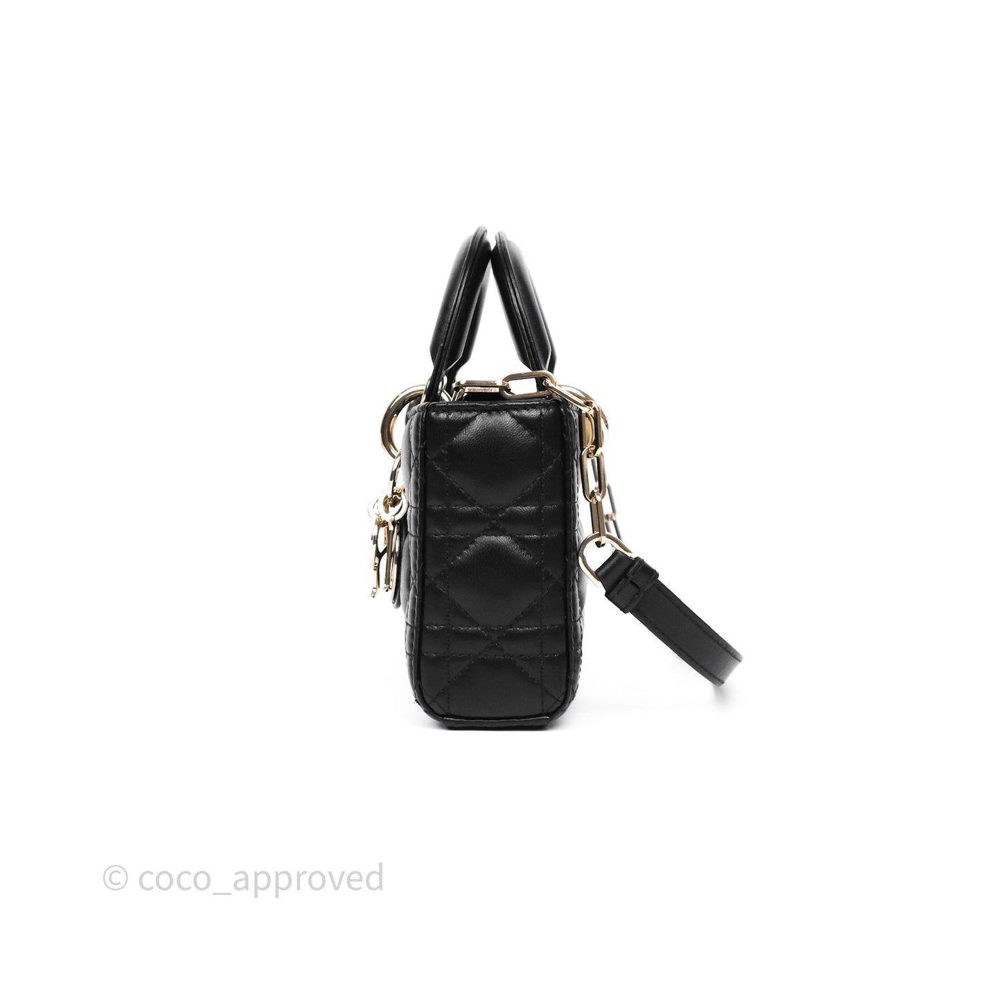 Dior Small Lady D-Joy Bag Black Lambskin Cannage Gold Hardware