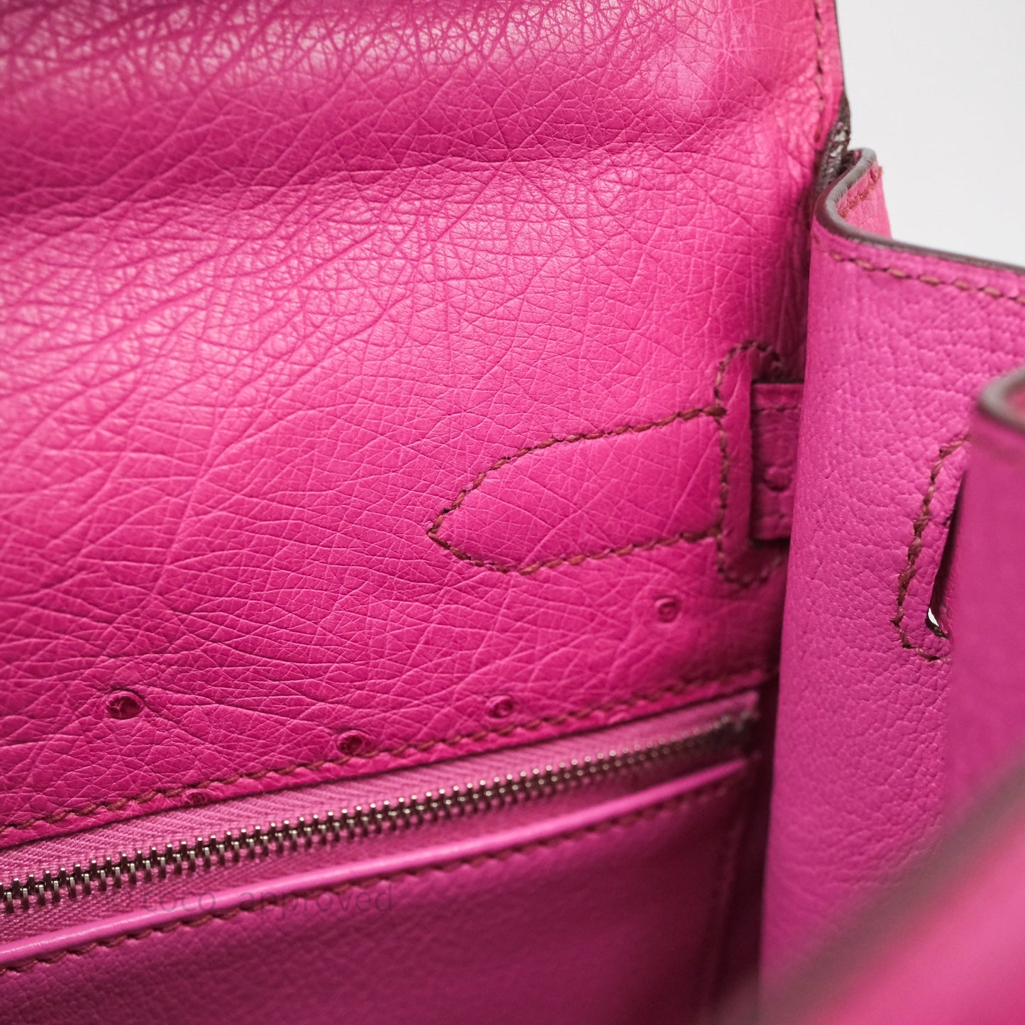 Hermes Kelly 32 Fuchsia Ostrich Palladium Hardware