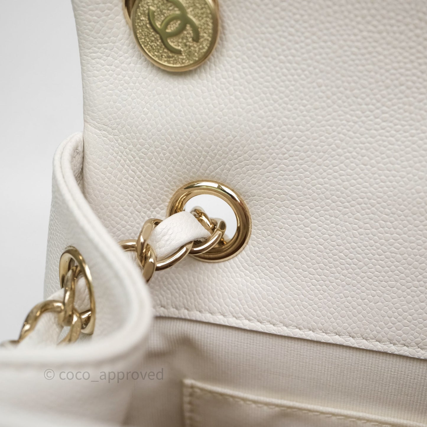 Chanel Duma Backpack White Caviar Gold Hardware 23K