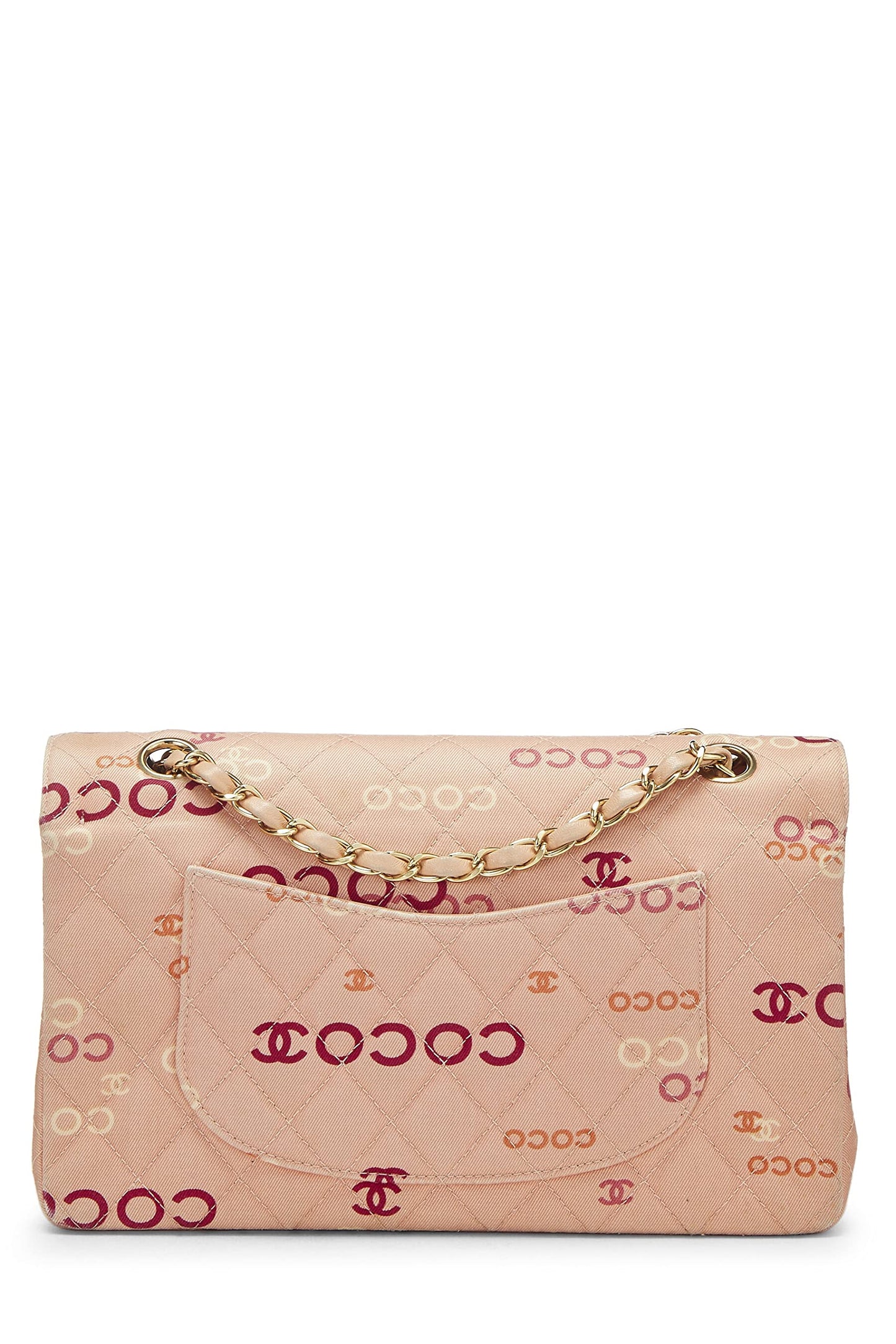 Chanel,  Pink Quilted Canvas Coco Classic Double Flap Medium, Pink