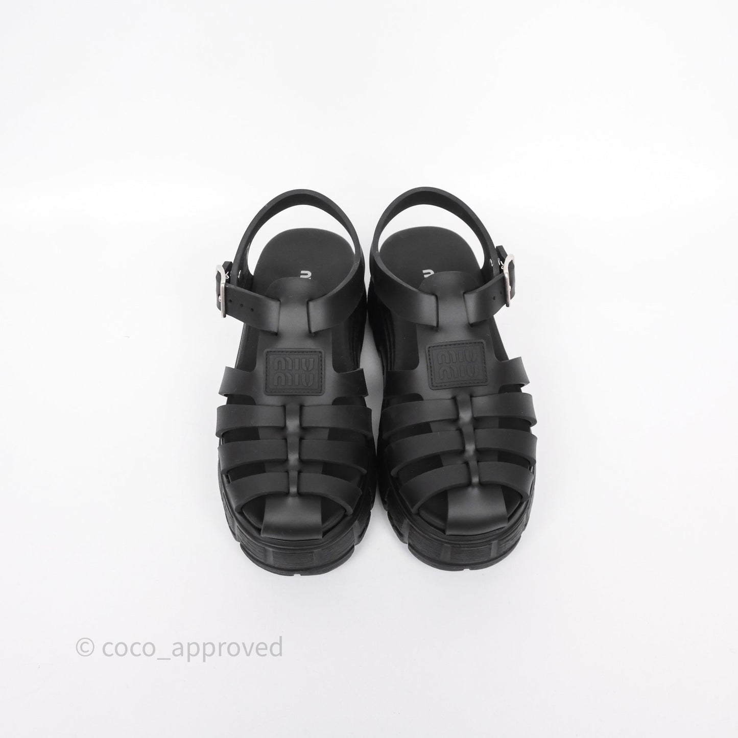 Miu Miu Soft Cage Flatform Sandal Black Size 36
