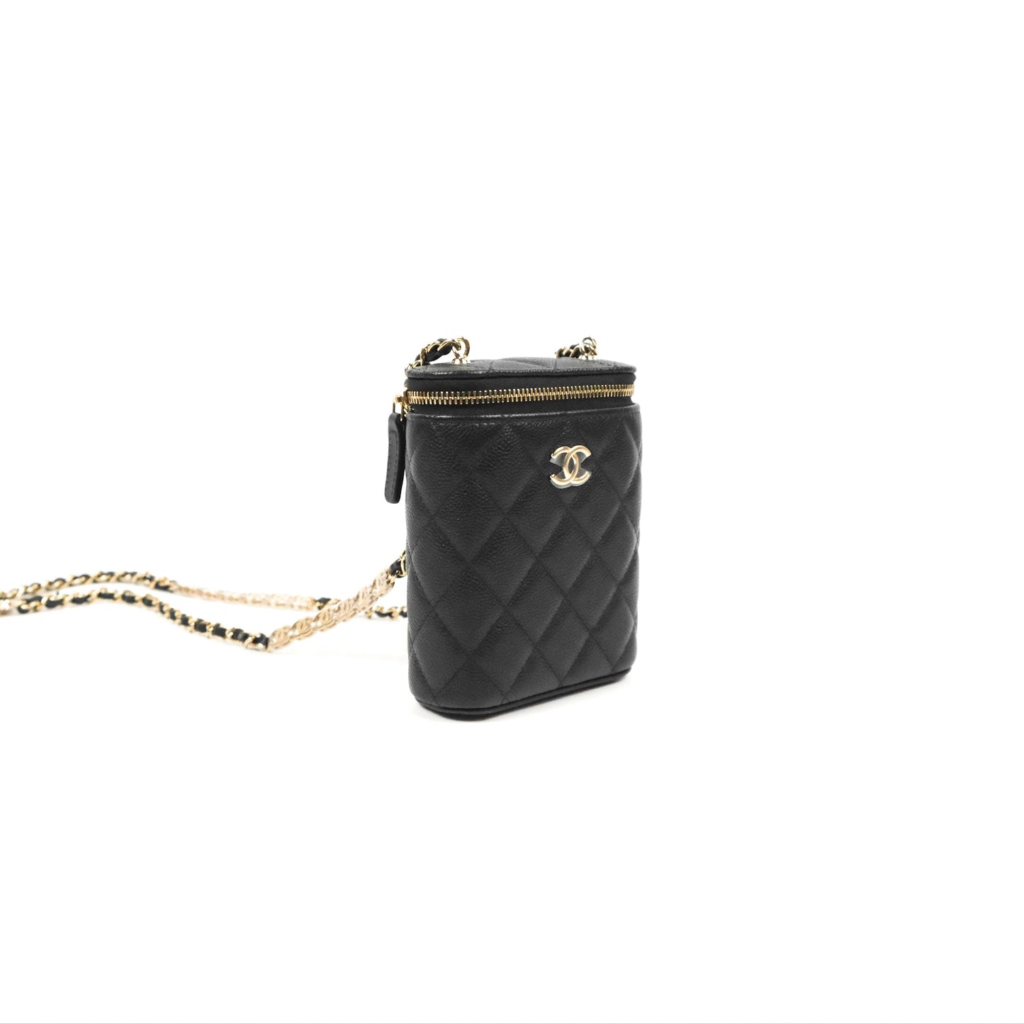 Chanel Classic Mini Vanity With Chain Black Caviar Gold Hardware