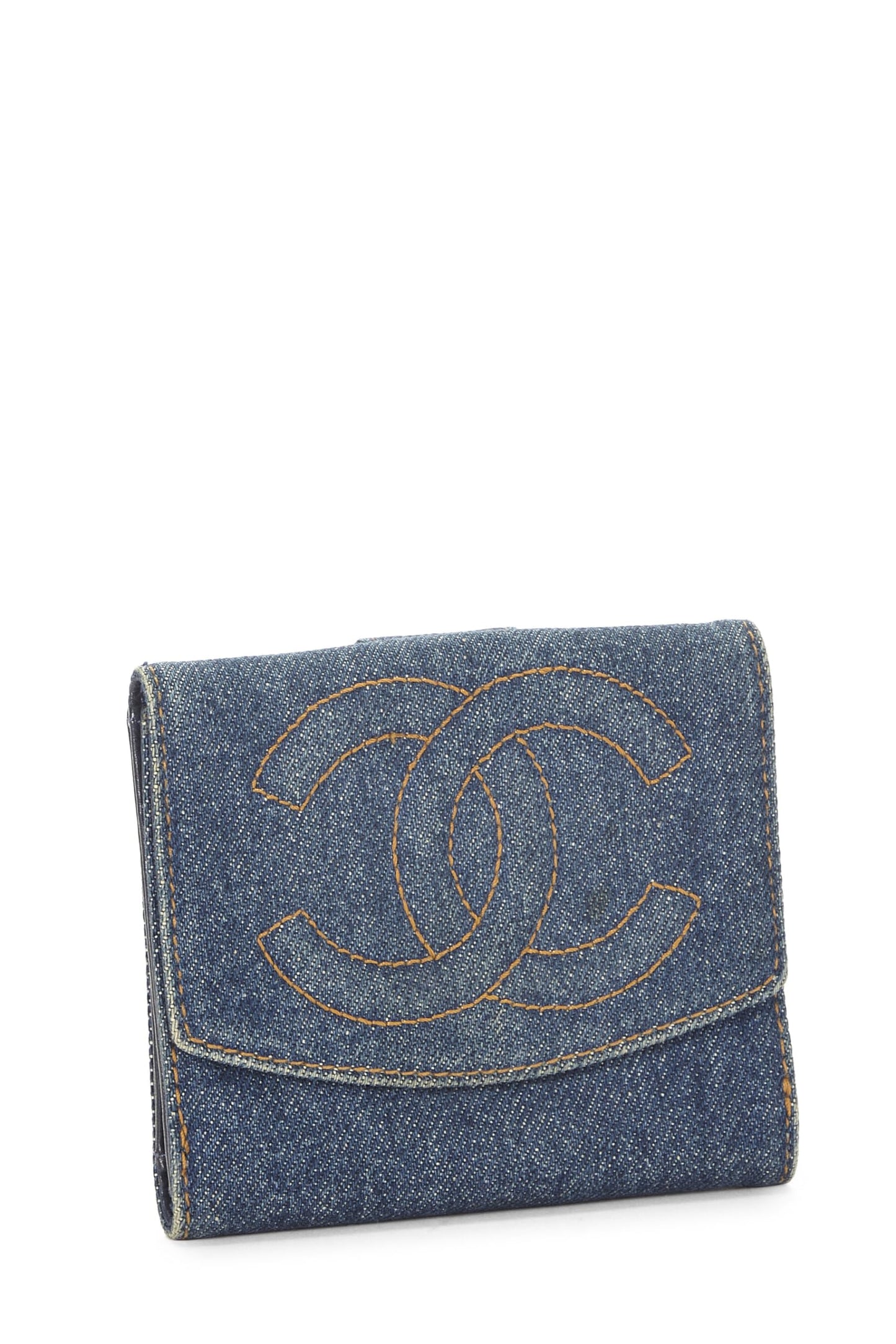 Chanel,  Blue Denim 'CC' Wallet, Blue