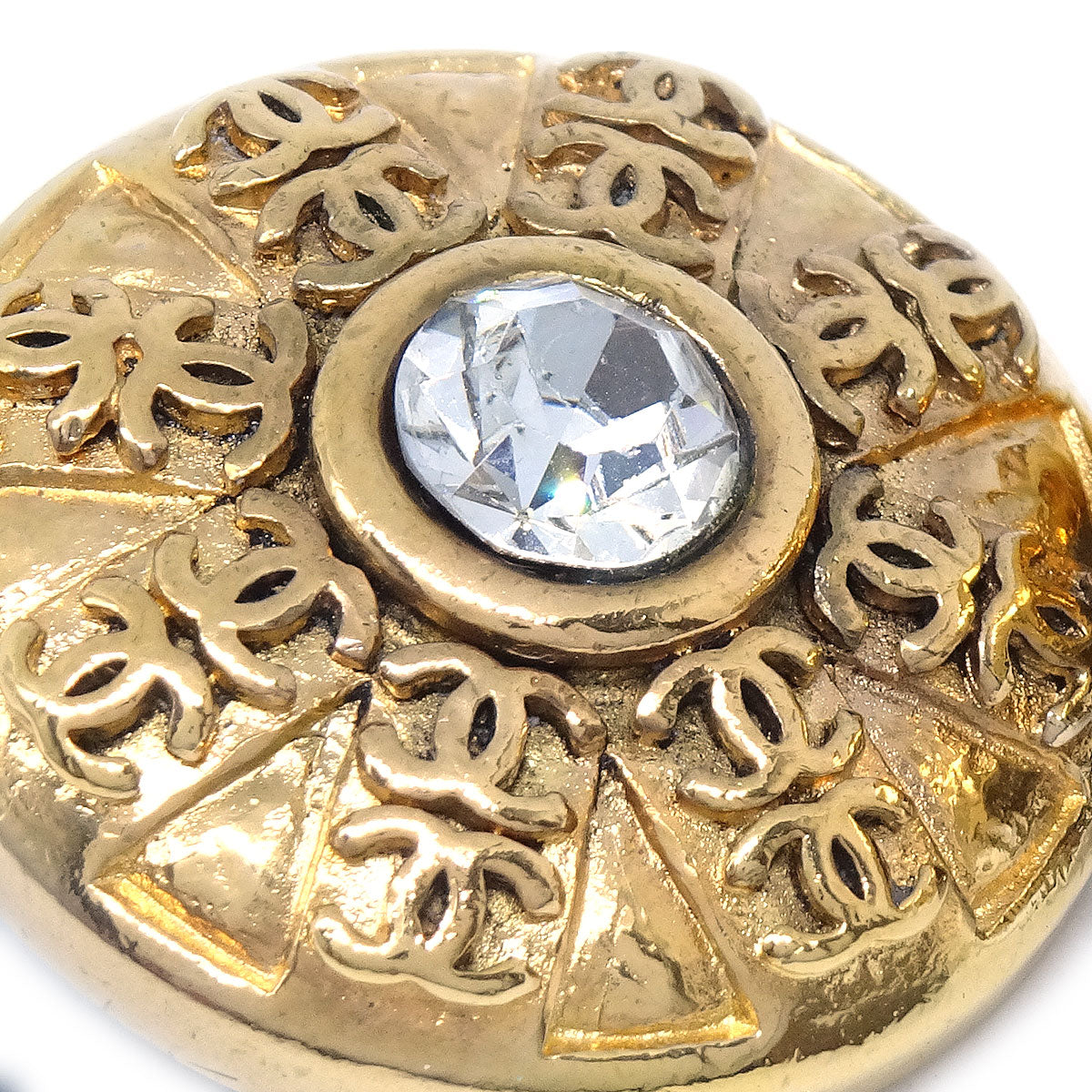 Luxury Chanel 1988 Crystal & Gold Earrings Clip-On 23