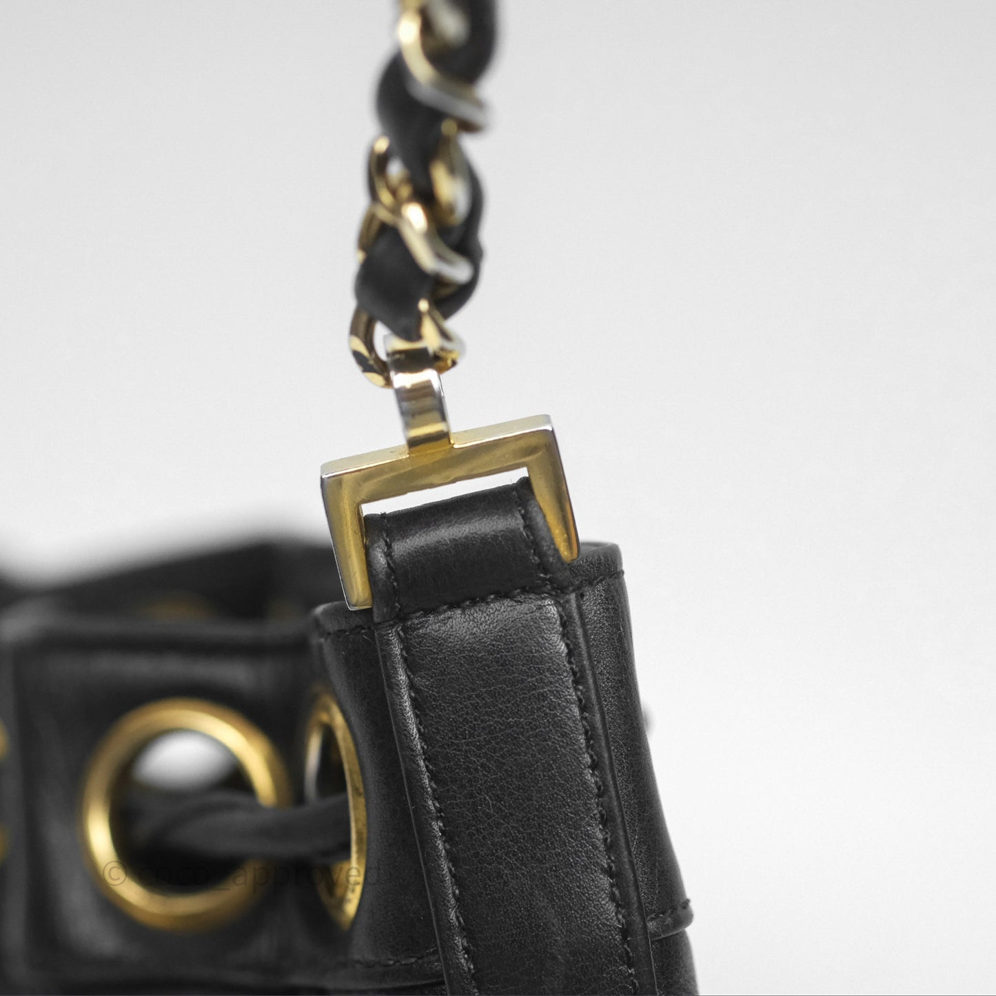 Chanel Vintage Mini CC Bucket Bag Black Lambskin Gold Hardware