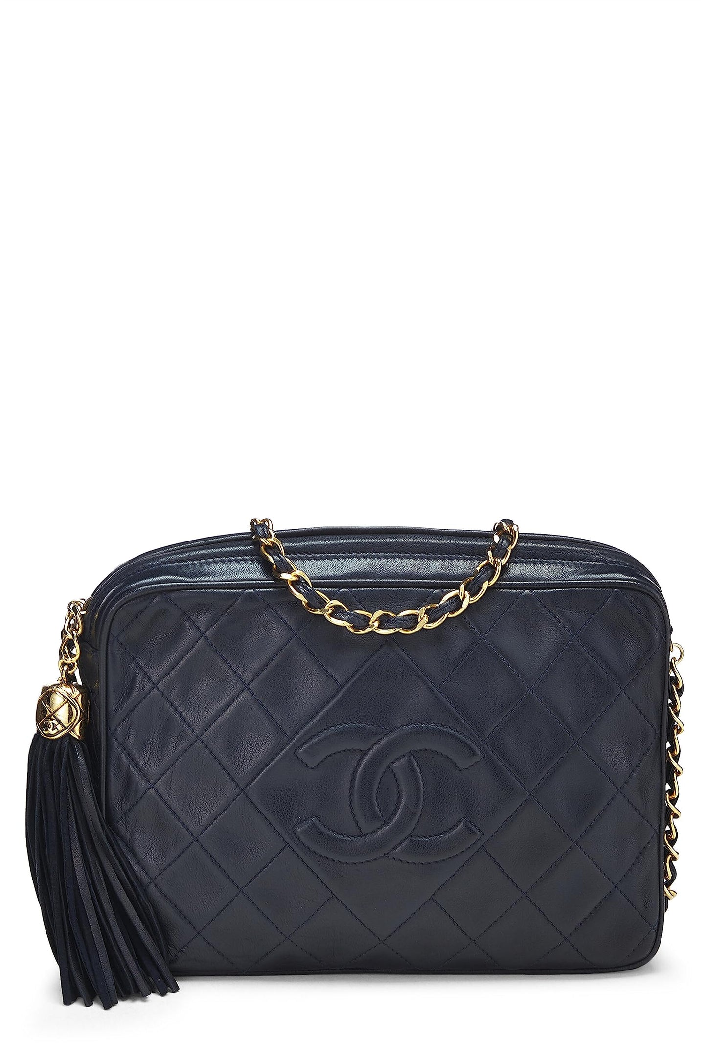 Chanel,  Navy Lambskin Diamond 'CC' Camera Bag Medium, Navy