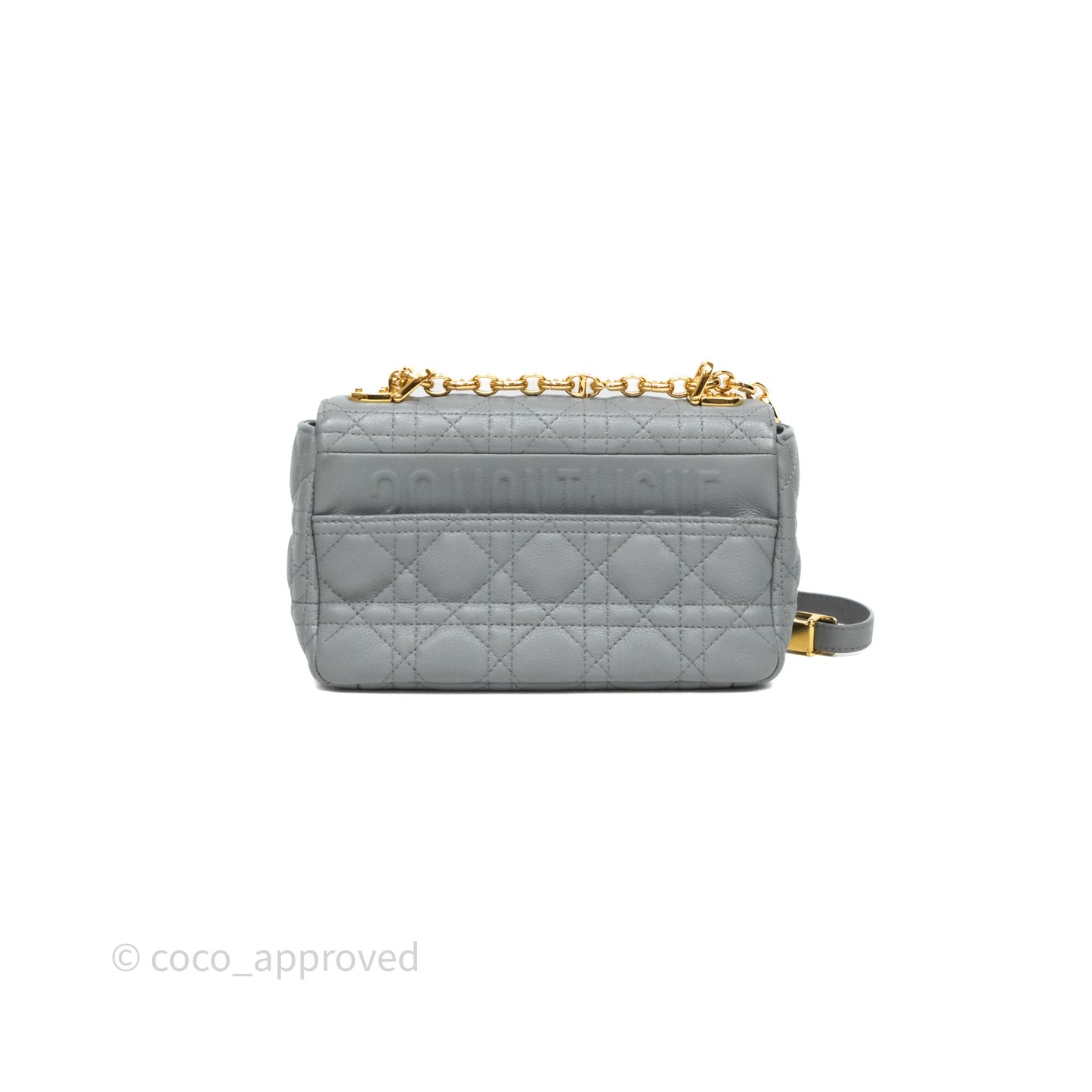 Christian Dior Small Caro Bag Stone Gray Supple Cannage Calfskin
