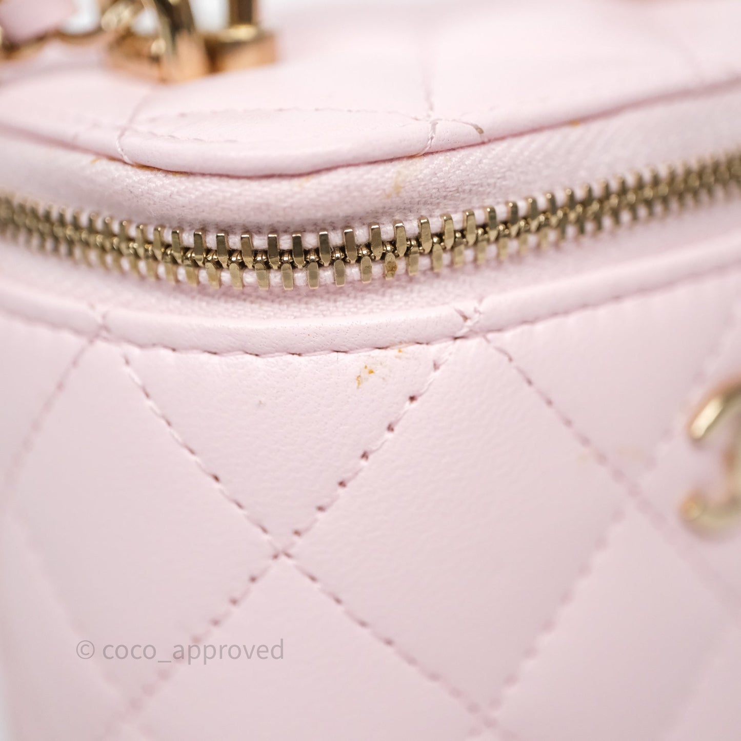 Chanel Mini Top Handle Vanity With Chain Pink Lambskin Gold Hardware