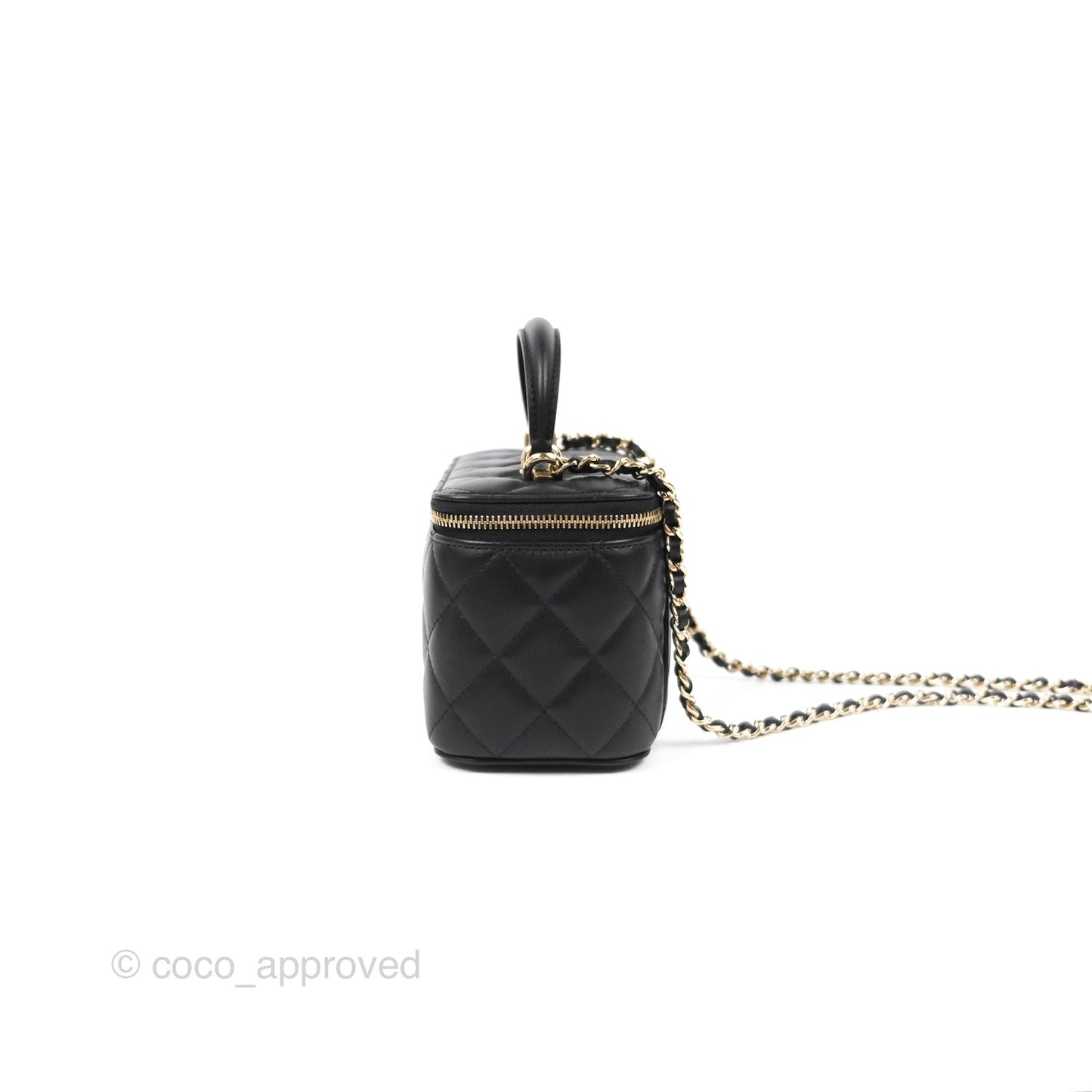 Chanel Vanity Rectangular Top Handle Black Lambskin Gold Hardware