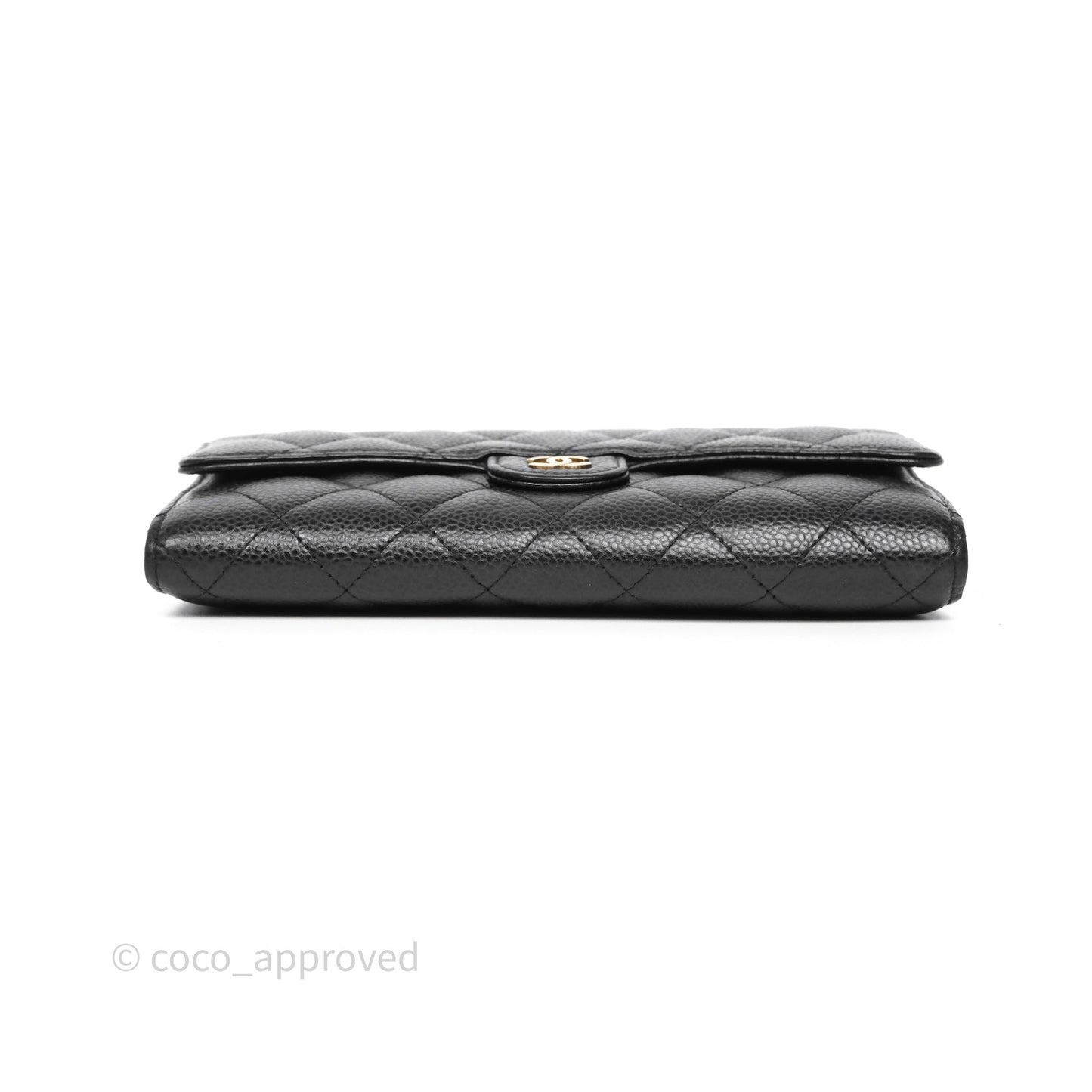 Chanel Quilted Classic Zip Long Wallet Black Caviar Gold Hardware