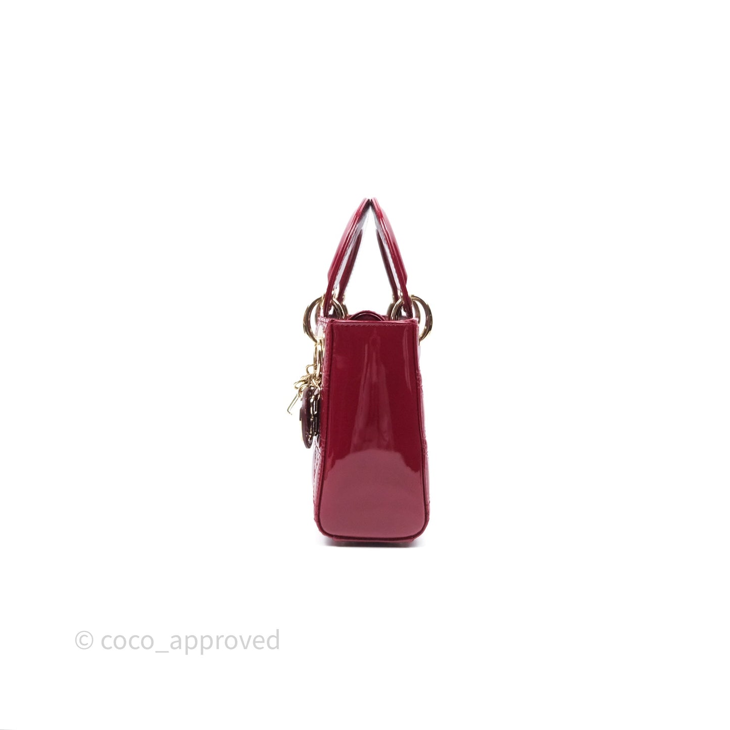 Christian Dior Mini Lady Dior Red Patent Cannage Gold Hardware