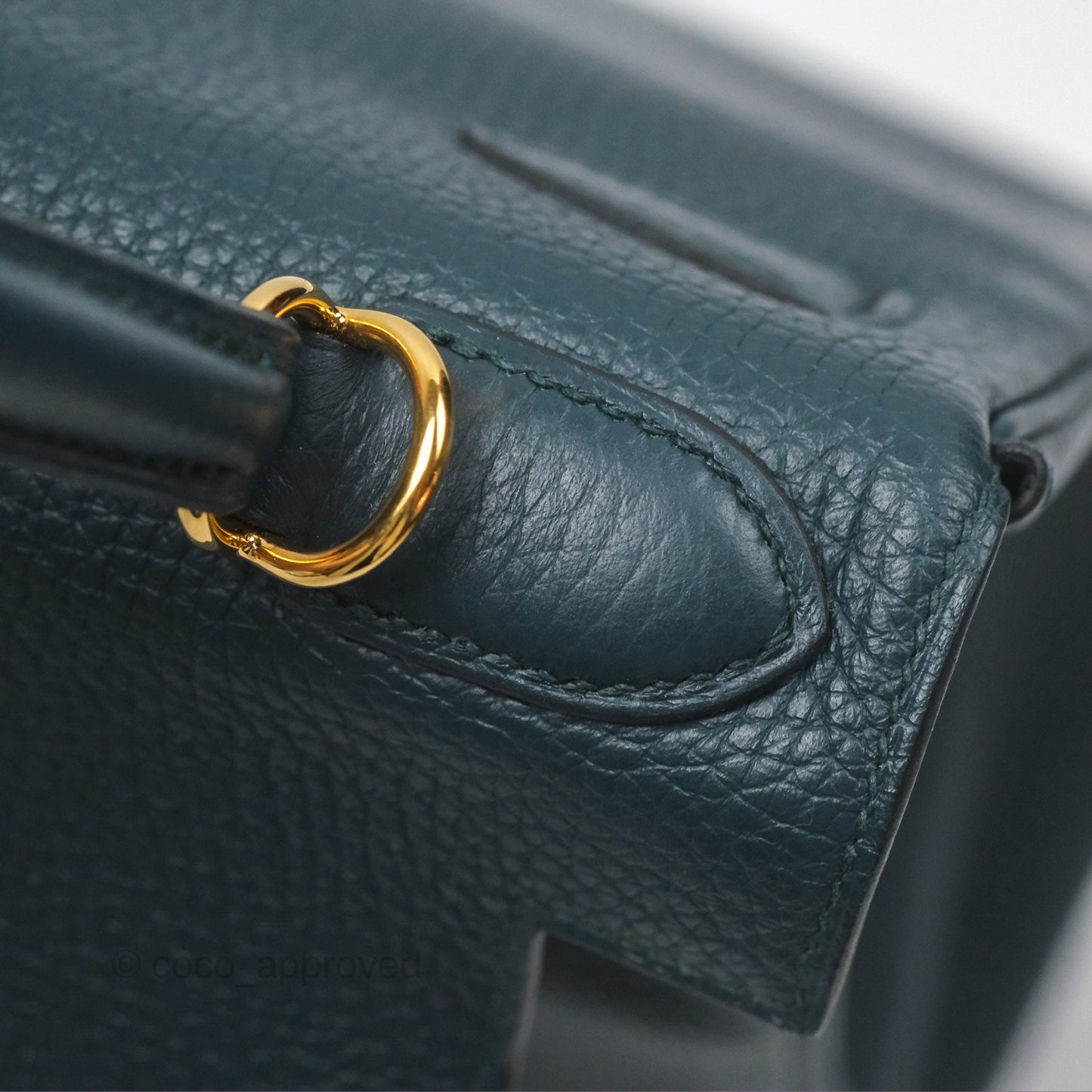 Hermes Kelly 28 Clemence Vert Cypress 6O Gold Hardware