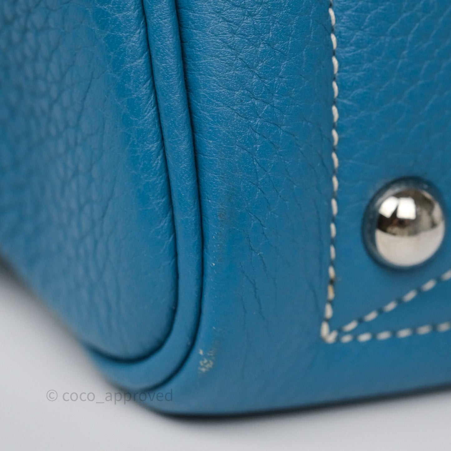 Hermes Victoria II 35 Bag Blue Jean 75 Clemence Palladium Hardware