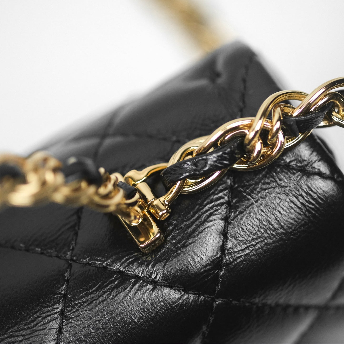 Chanel Top Handle Flap Bag Black Shiny Lambskin Gold Hardware 23S