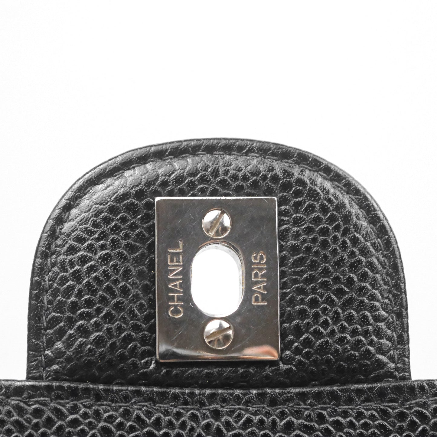 Chanel Classic Vintage Jumbo Single Flap Black Caviar Silver Hardware