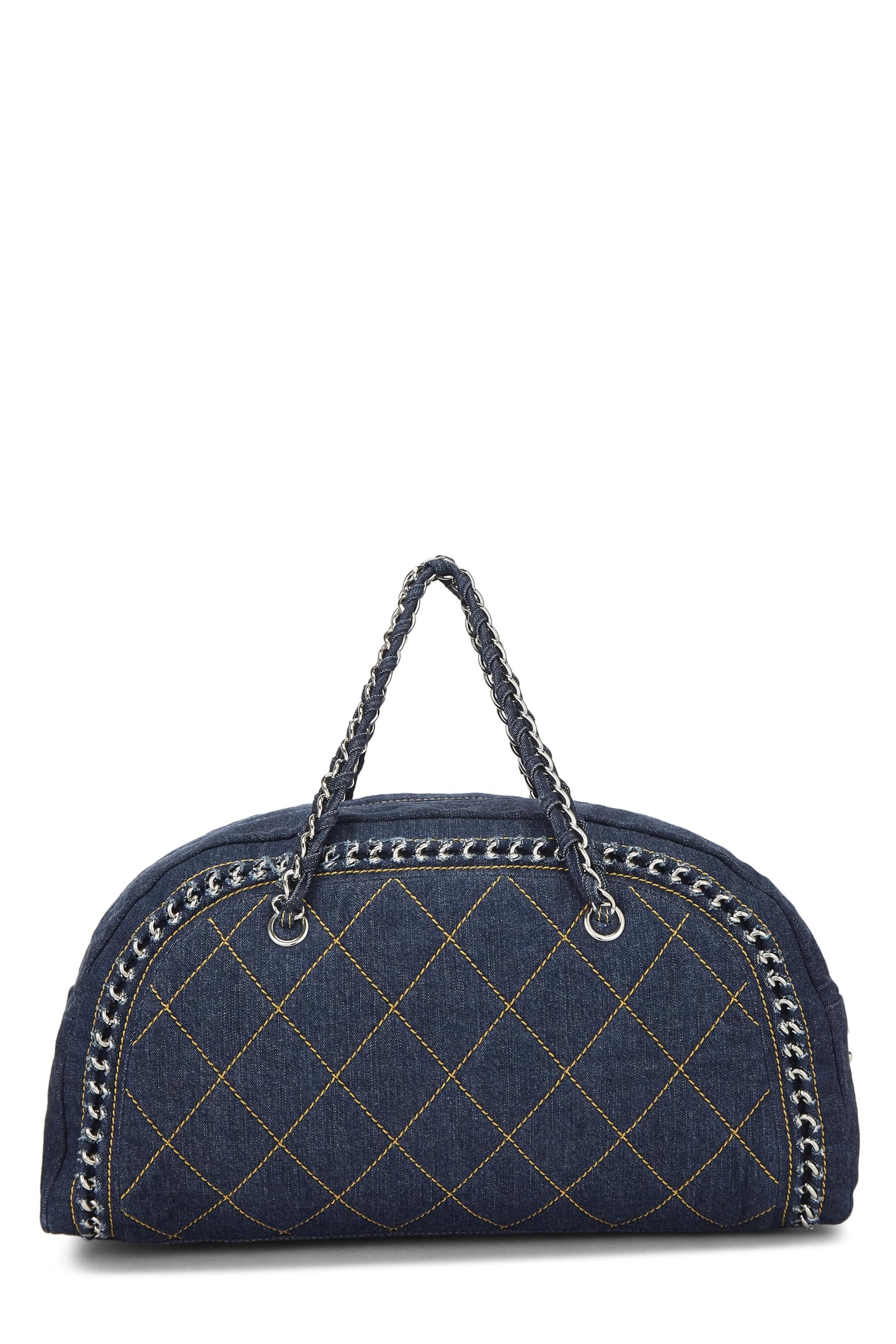 Chanel,  Blue Denim Luxe Ligne Bowler Large, Blue